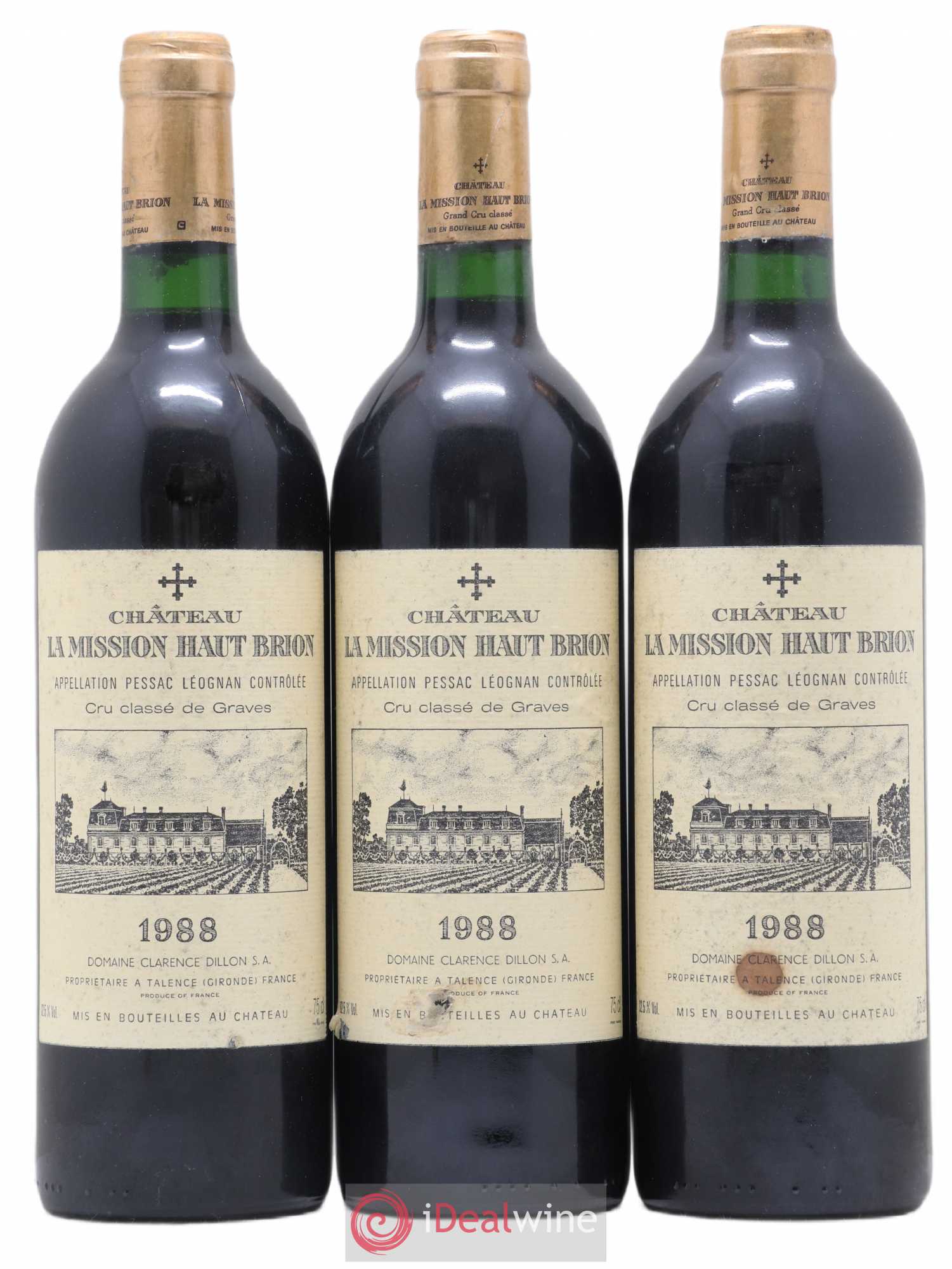 Château la Mission Haut-Brion Cru Classé de Graves 1988 - Lot de 3 bouteilles - 0