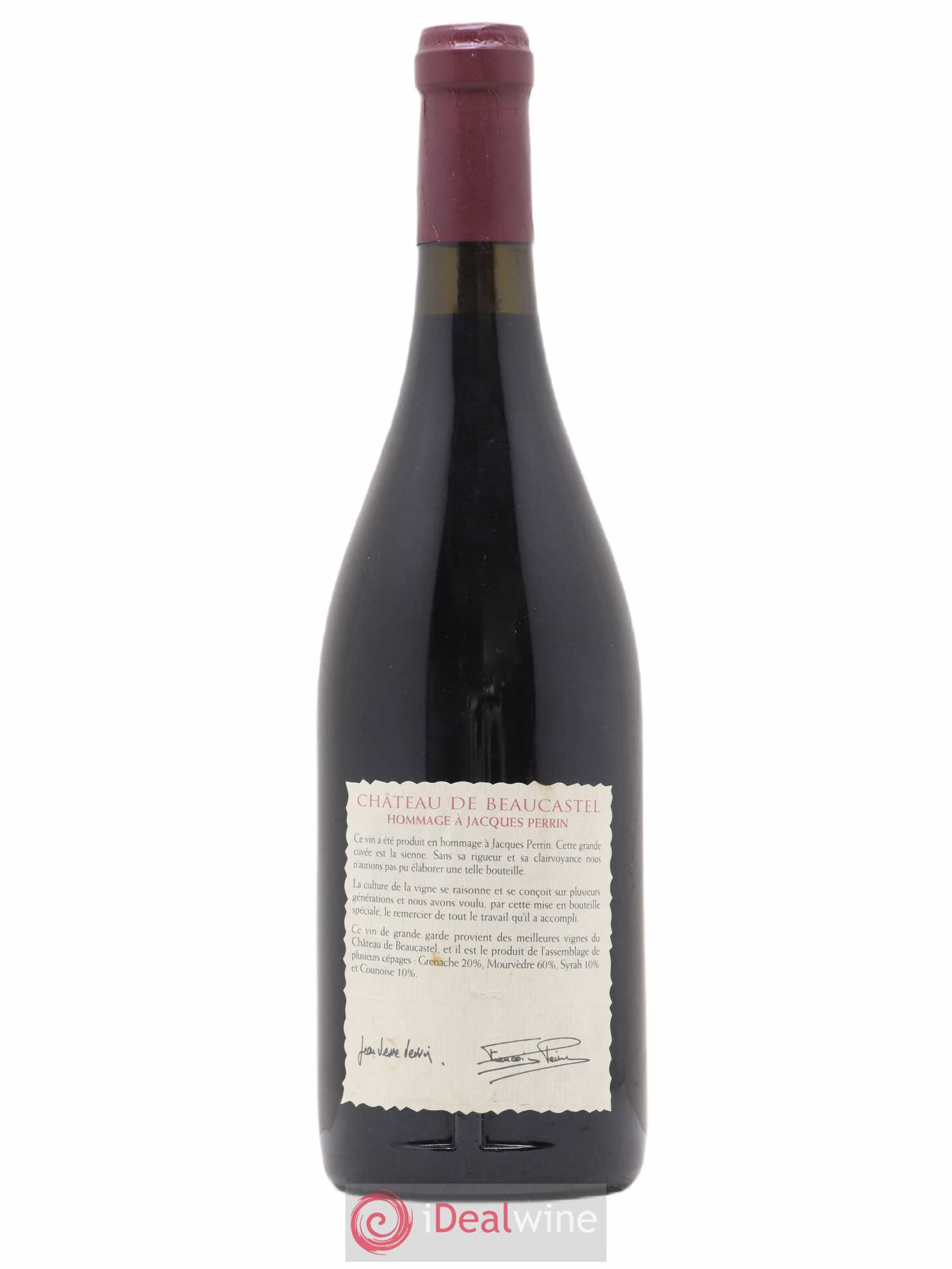 Châteauneuf-du-Pape Château de Beaucastel Hommage à Jacques Perrin Famille Perrin 1999 - Lot de 1 bouteille - 1