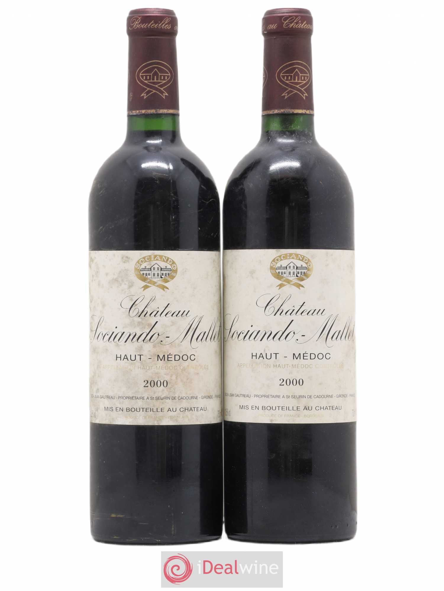 Château Sociando Mallet 2000 - Lot de 2 bouteilles - 0