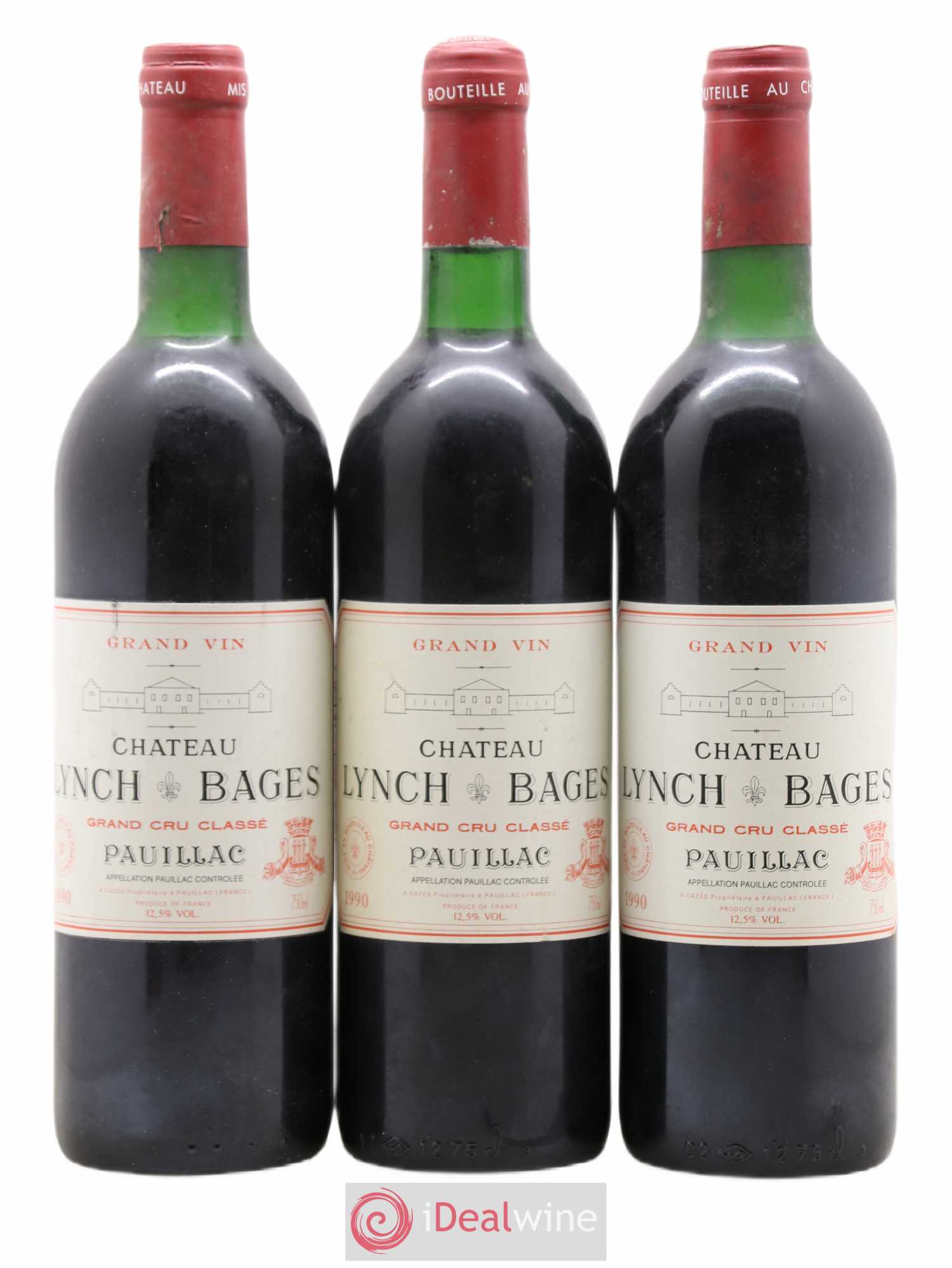Château Lynch Bages 5ème Grand Cru Classé 1990 - Lot de 3 bouteilles - 0