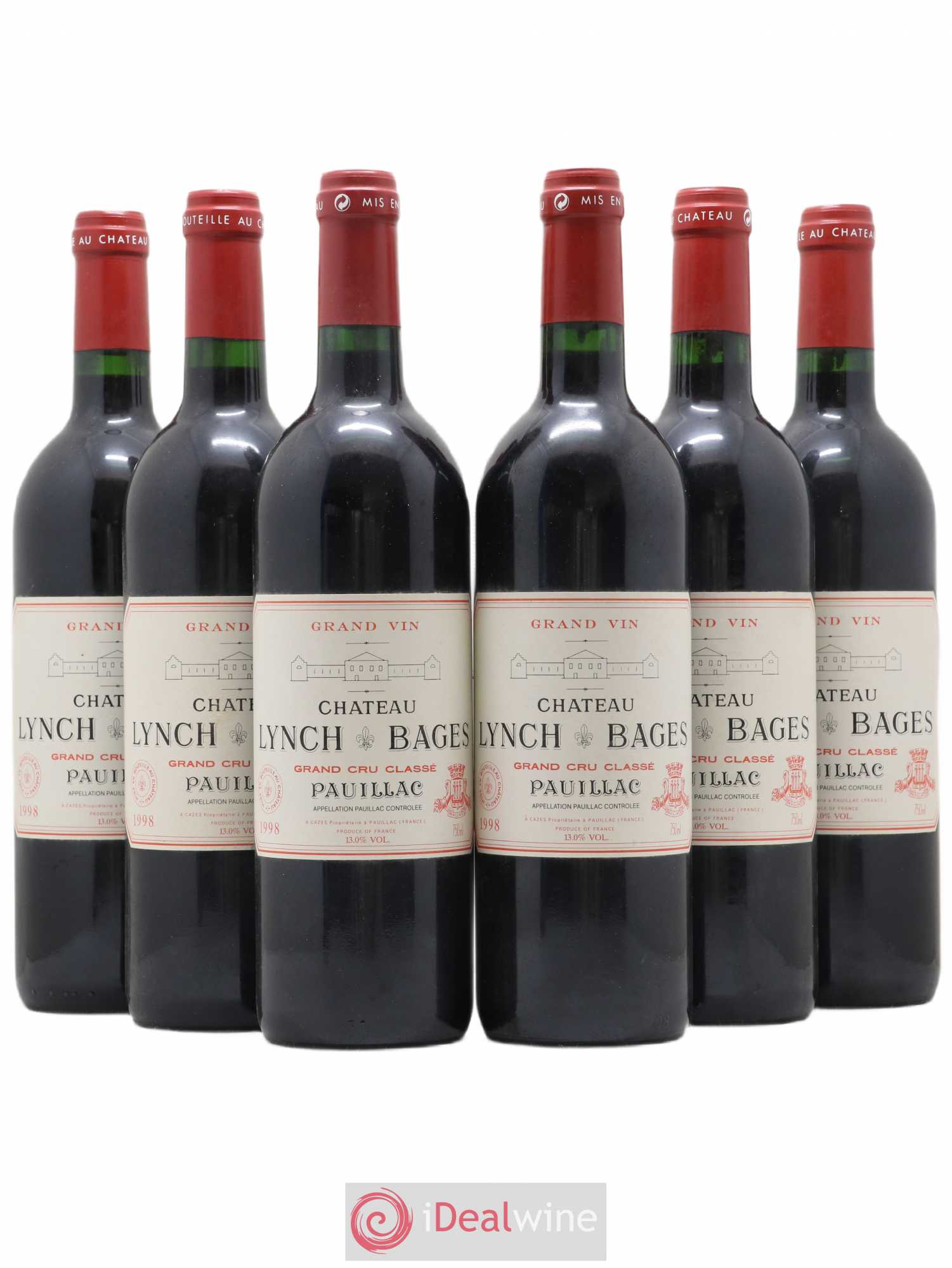 Château Lynch Bages 5ème Grand Cru Classé 1998 - Lot de 6 bouteilles - 0