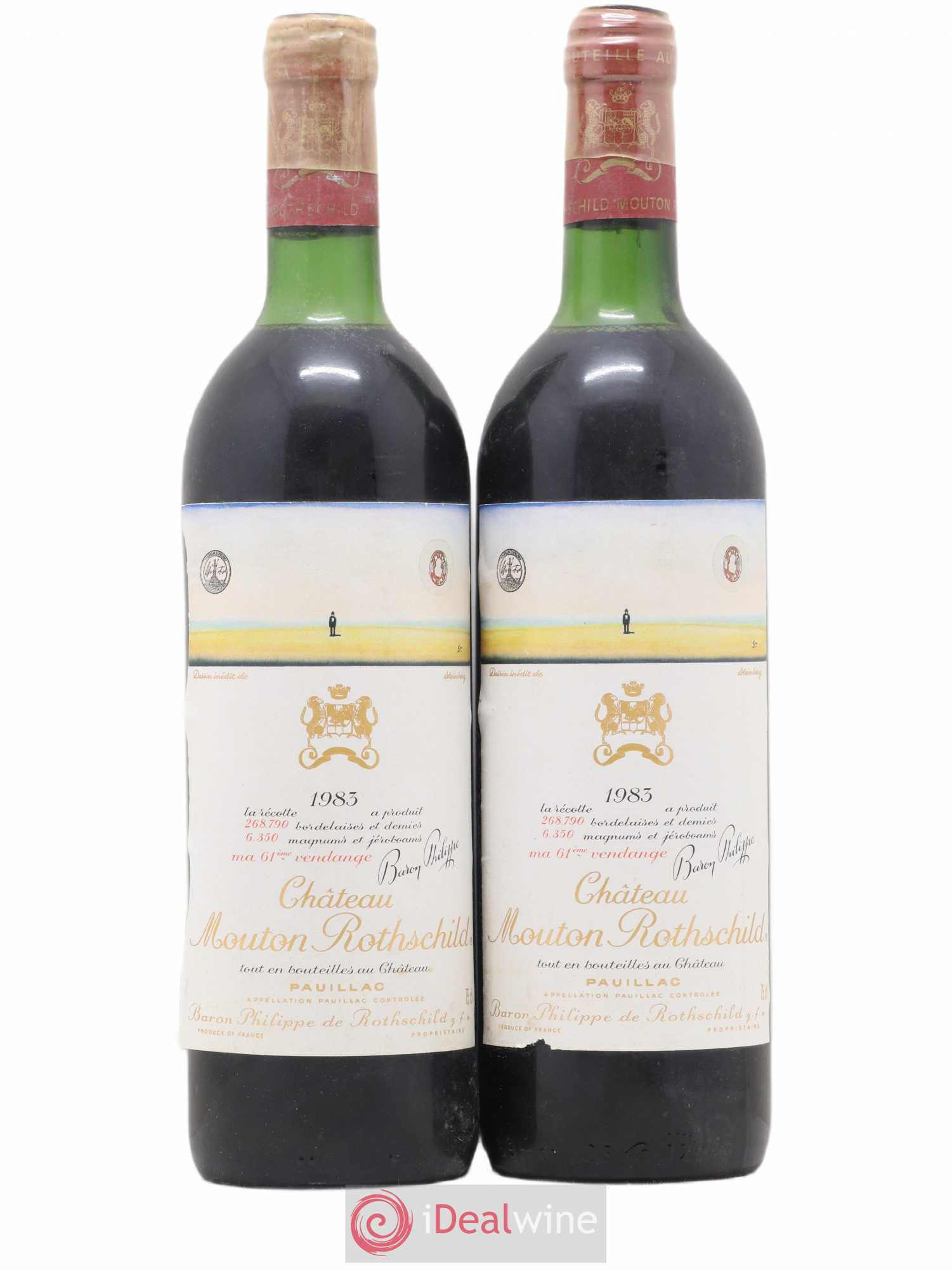 Château Mouton Rothschild 1er Grand Cru Classé 1983 - Lot de 2 bouteilles - 0