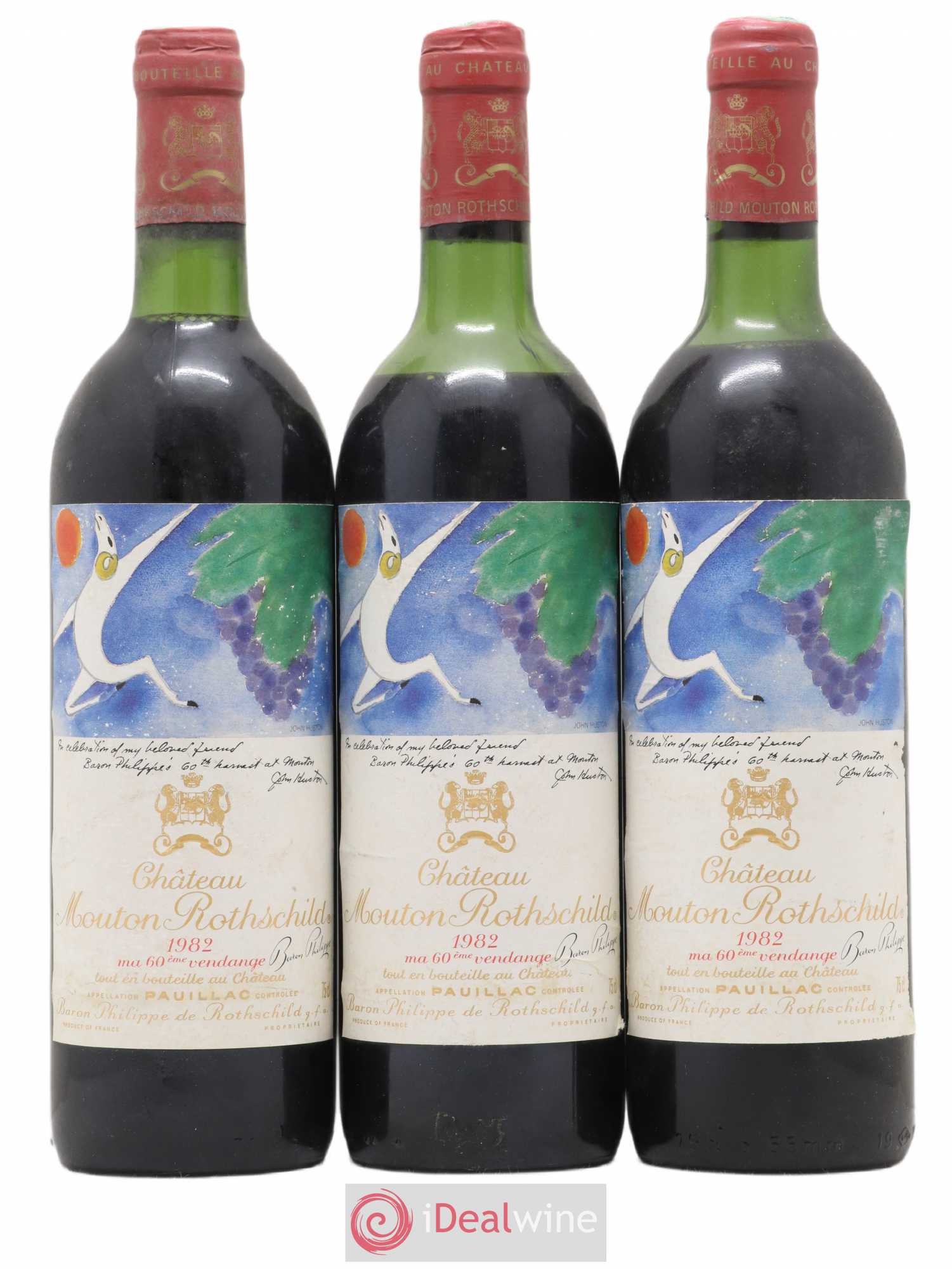 Château Mouton Rothschild 1er Grand Cru Classé 1982 - Lot de 3 bouteilles - 0