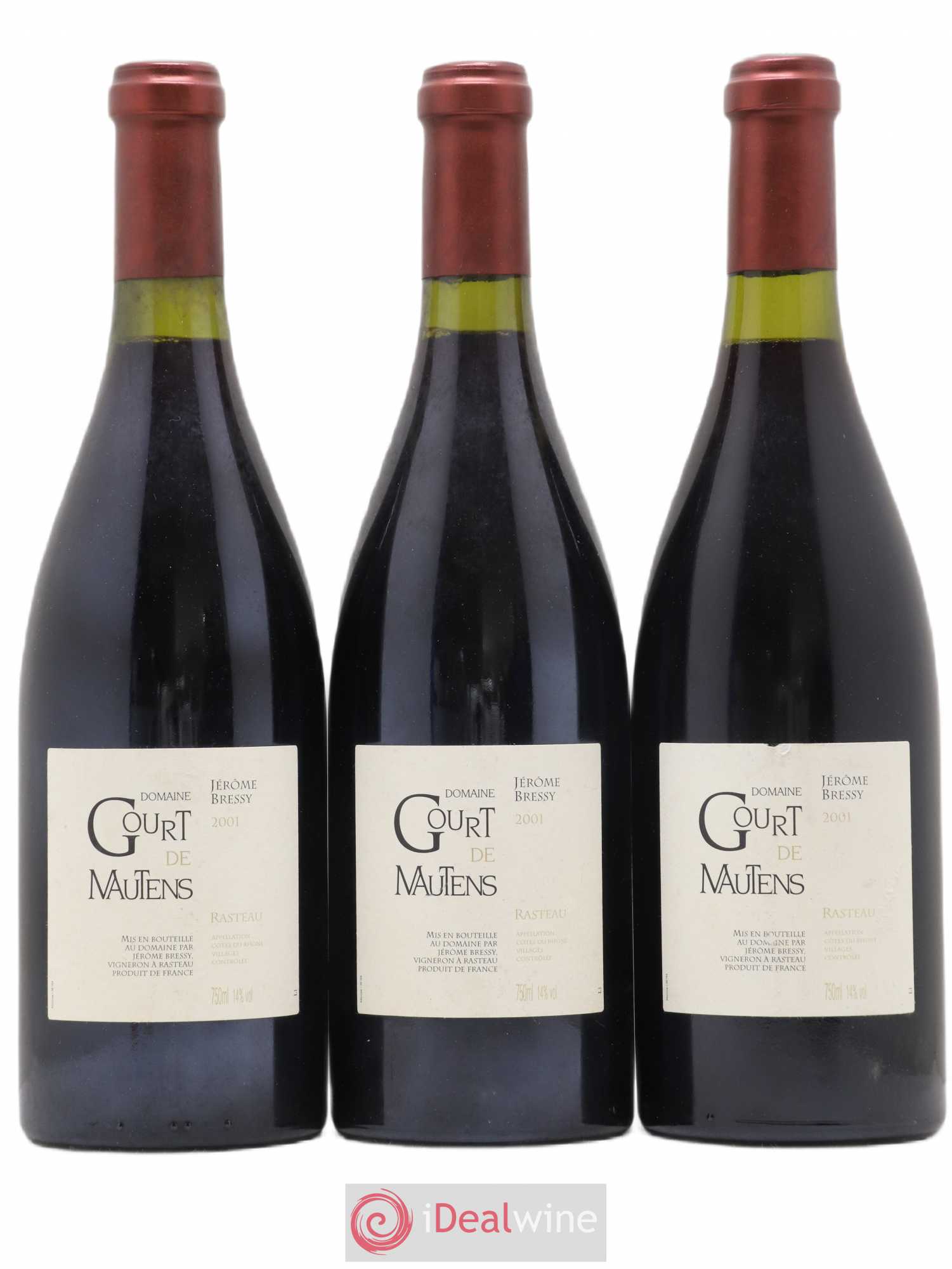Rasteau Domaine Gourt de Mautens - Jérôme Bressy 2001 - Lot de 3 bouteilles - 0