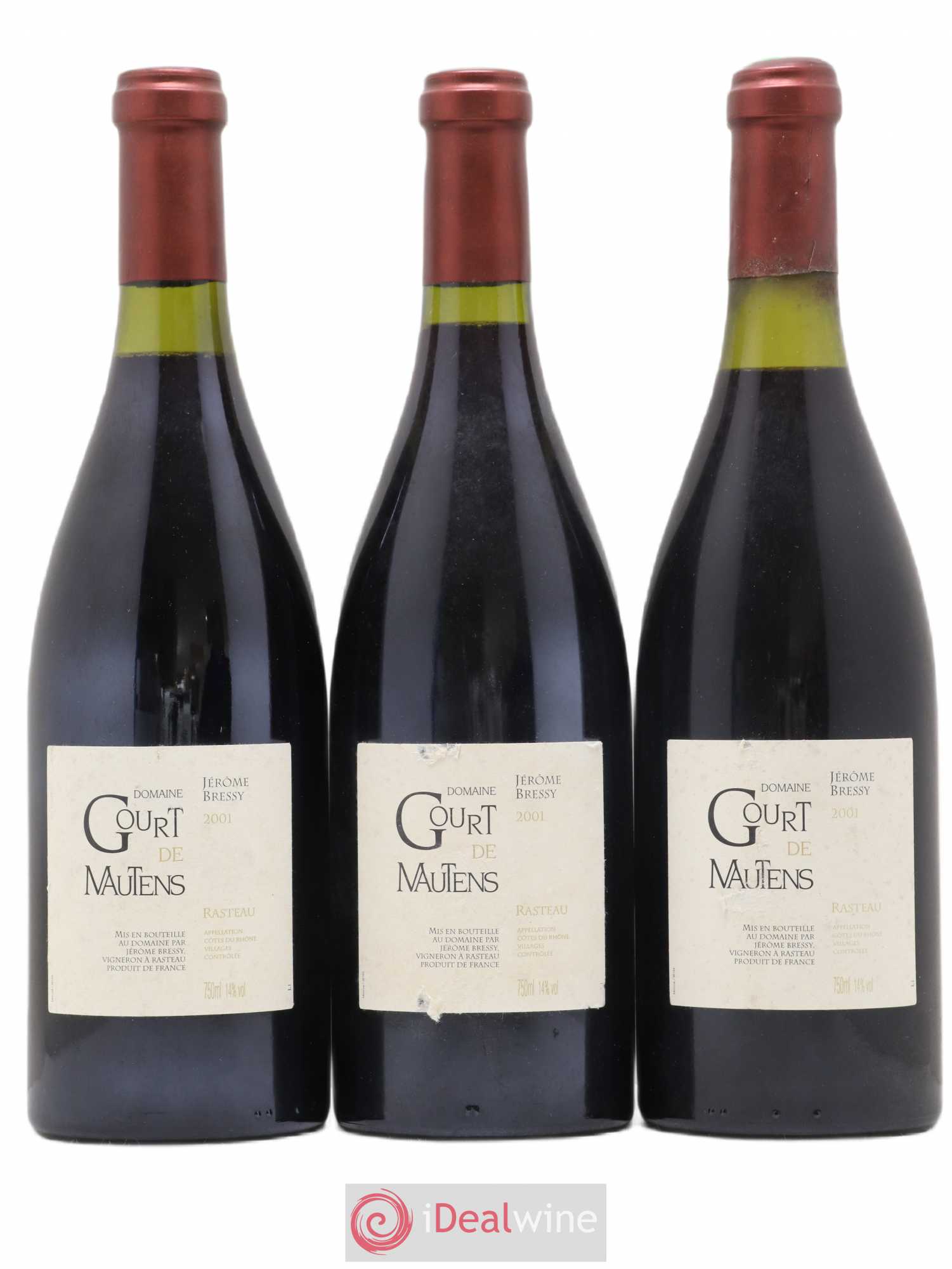 Rasteau Domaine Gourt de Mautens - Jérôme Bressy 2001 - Lot de 3 bouteilles - 0