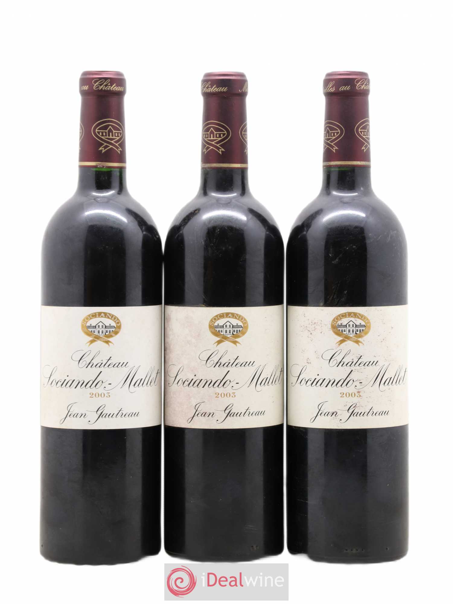 Château Sociando Mallet 2003 - Lot de 3 bouteilles - 0