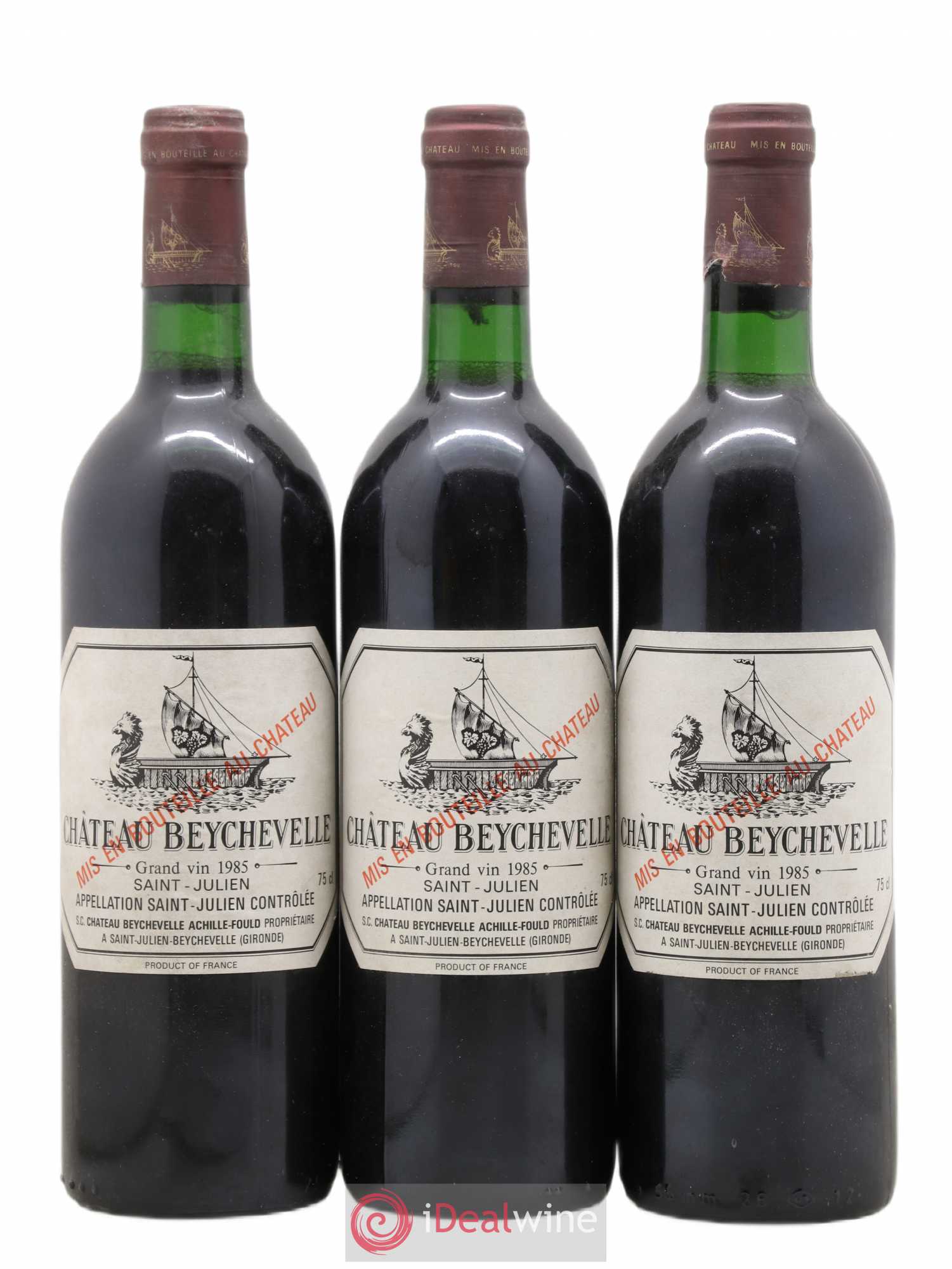 Château Beychevelle 4ème Grand Cru Classé 1985 - Lot de 3 bouteilles - 0