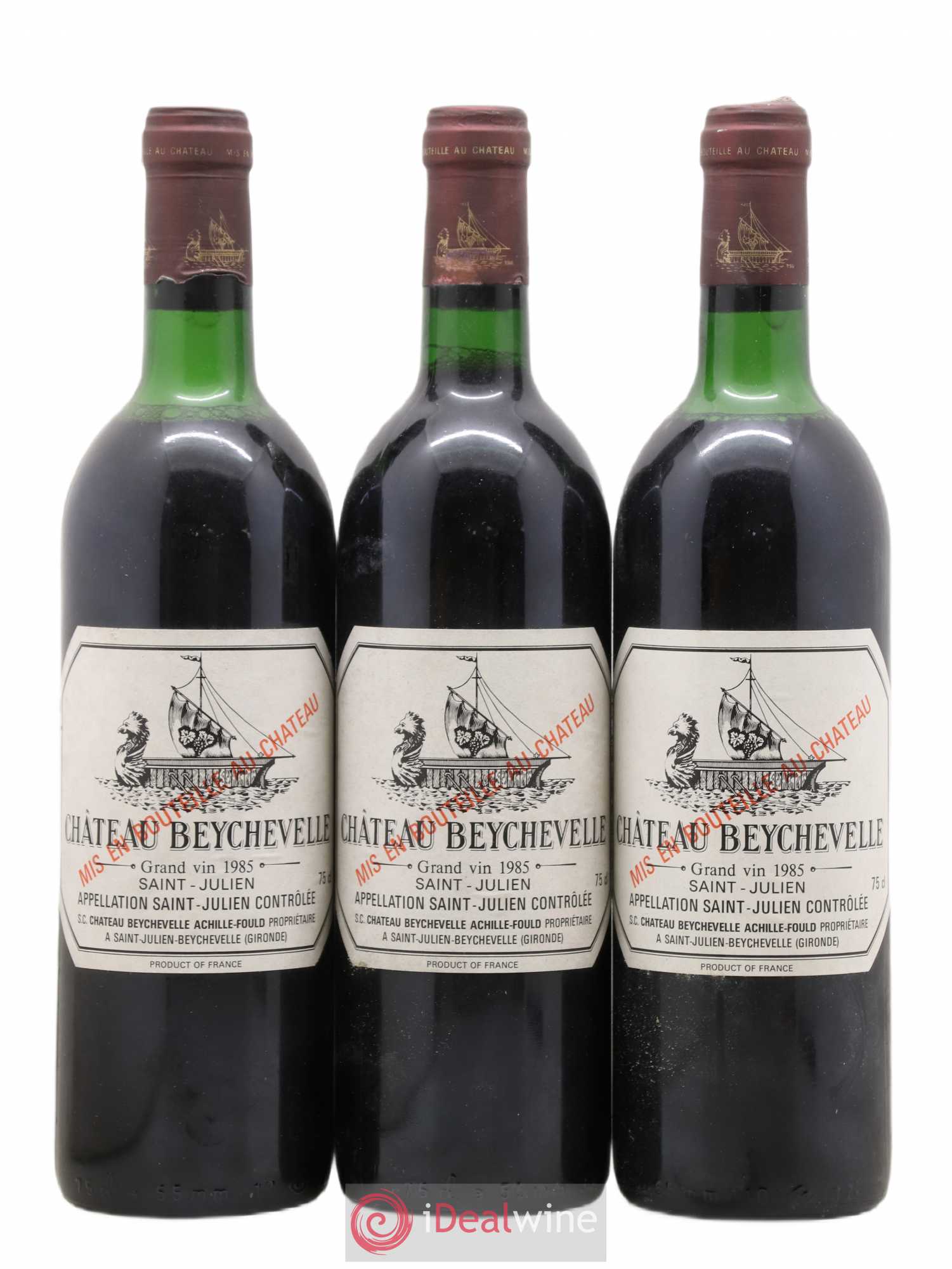 Château Beychevelle 4ème Grand Cru Classé 1985 - Lot de 3 bouteilles - 0