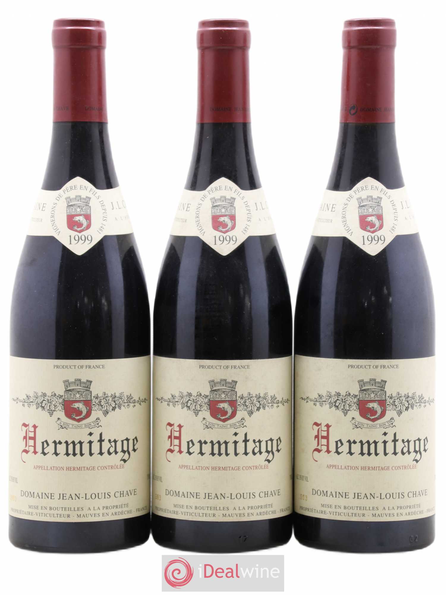 Hermitage Jean-Louis Chave 1999 - Lot de 3 bouteilles - 0