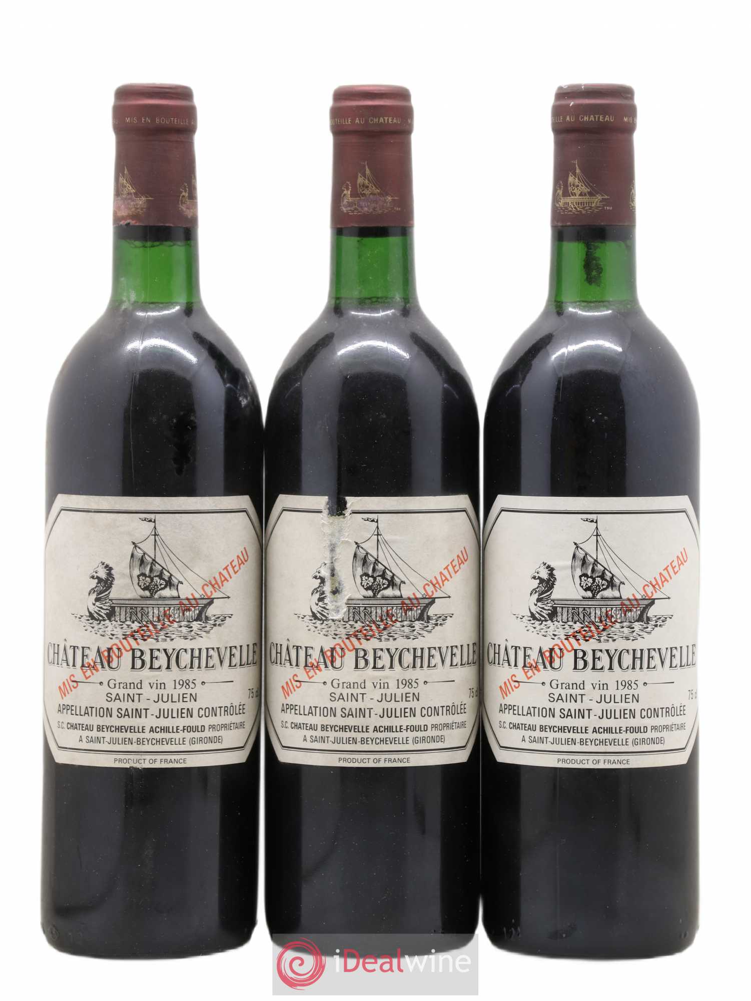 Château Beychevelle 4ème Grand Cru Classé 1985 - Lot de 3 bouteilles - 0