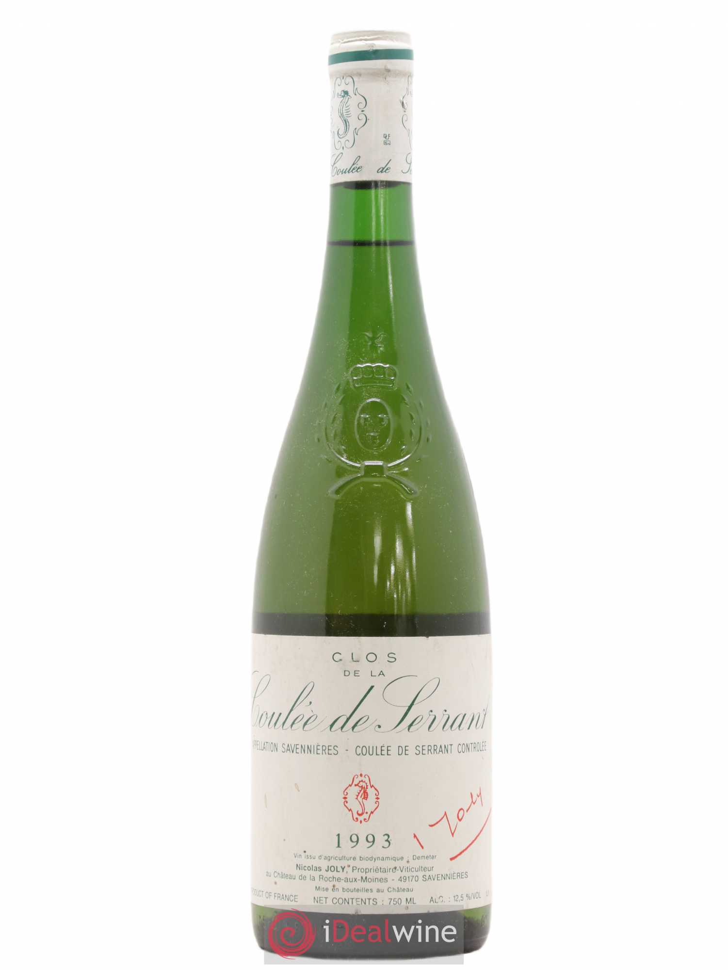 Savennières Clos de la Coulée de Serrant Vignobles de la Coulée de Serrant - Nicolas Joly 1993 - Lot de 1 bouteille - 0