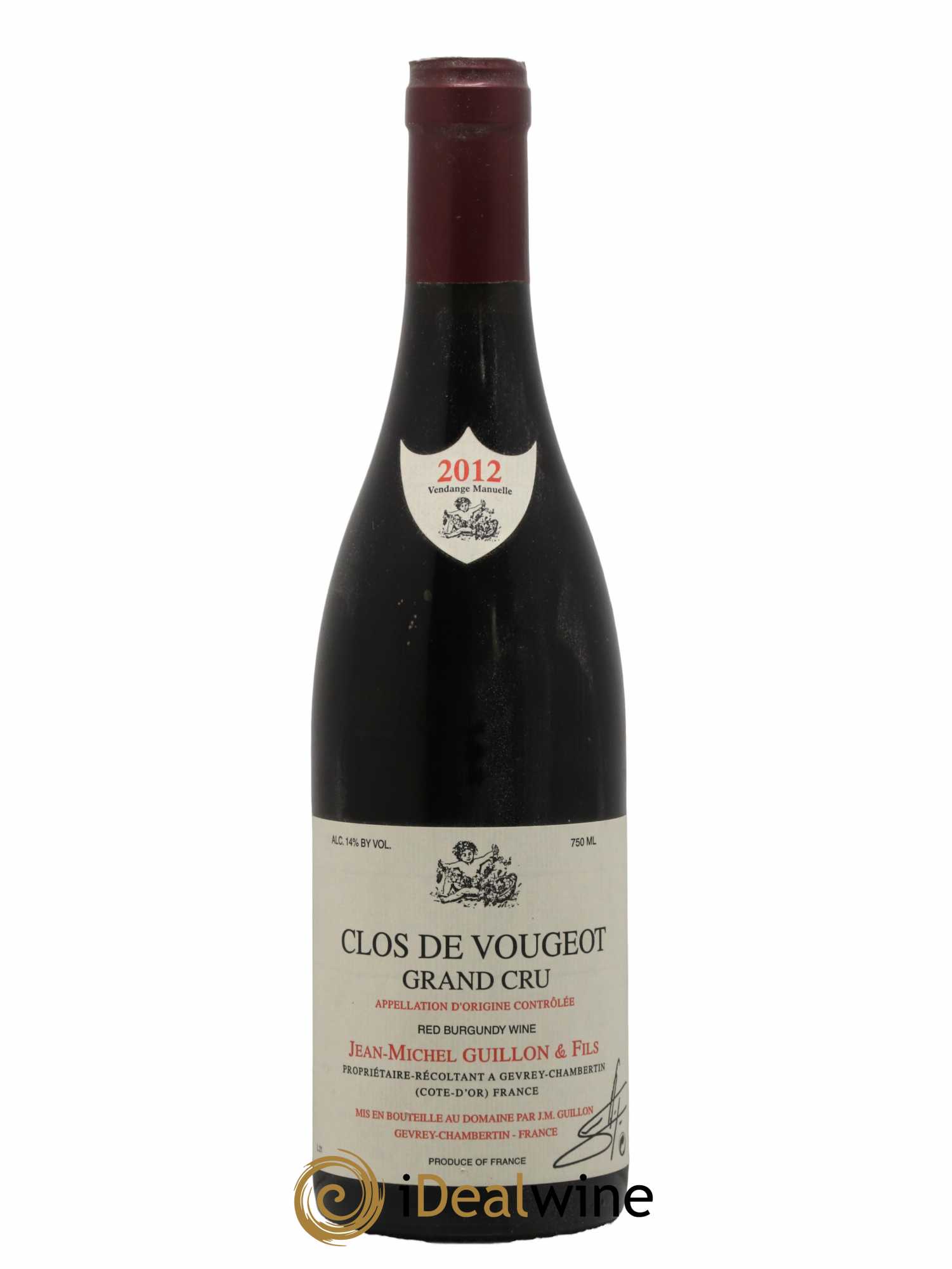 Clos de Vougeot Grand Cru Domaine Guillon et Fils 2012 - Lot de 1 bouteille - 0
