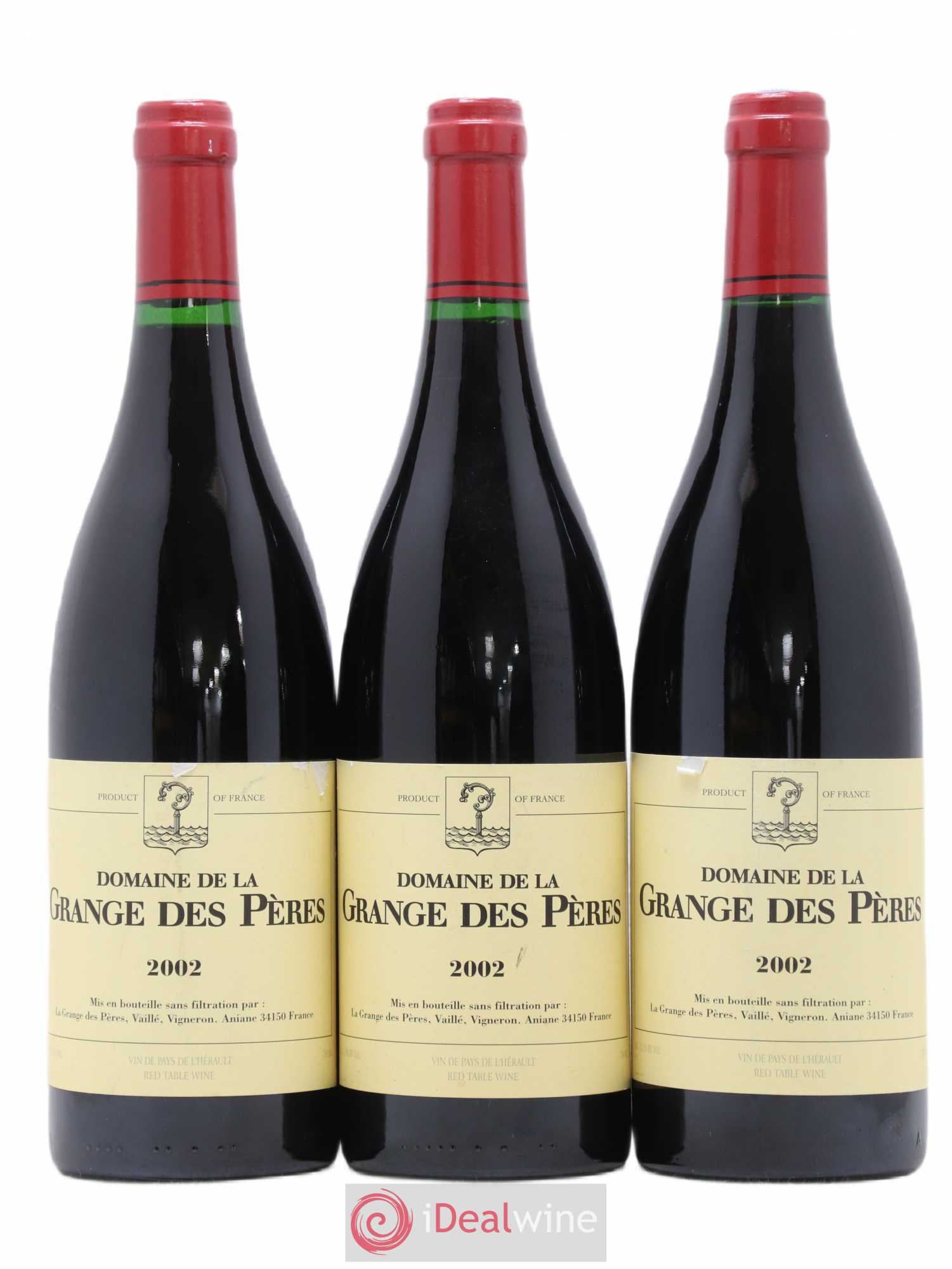 Pays d'Hérault Grange des Pères Laurent Vaillé 2002 - Lot de 3 bouteilles - 0