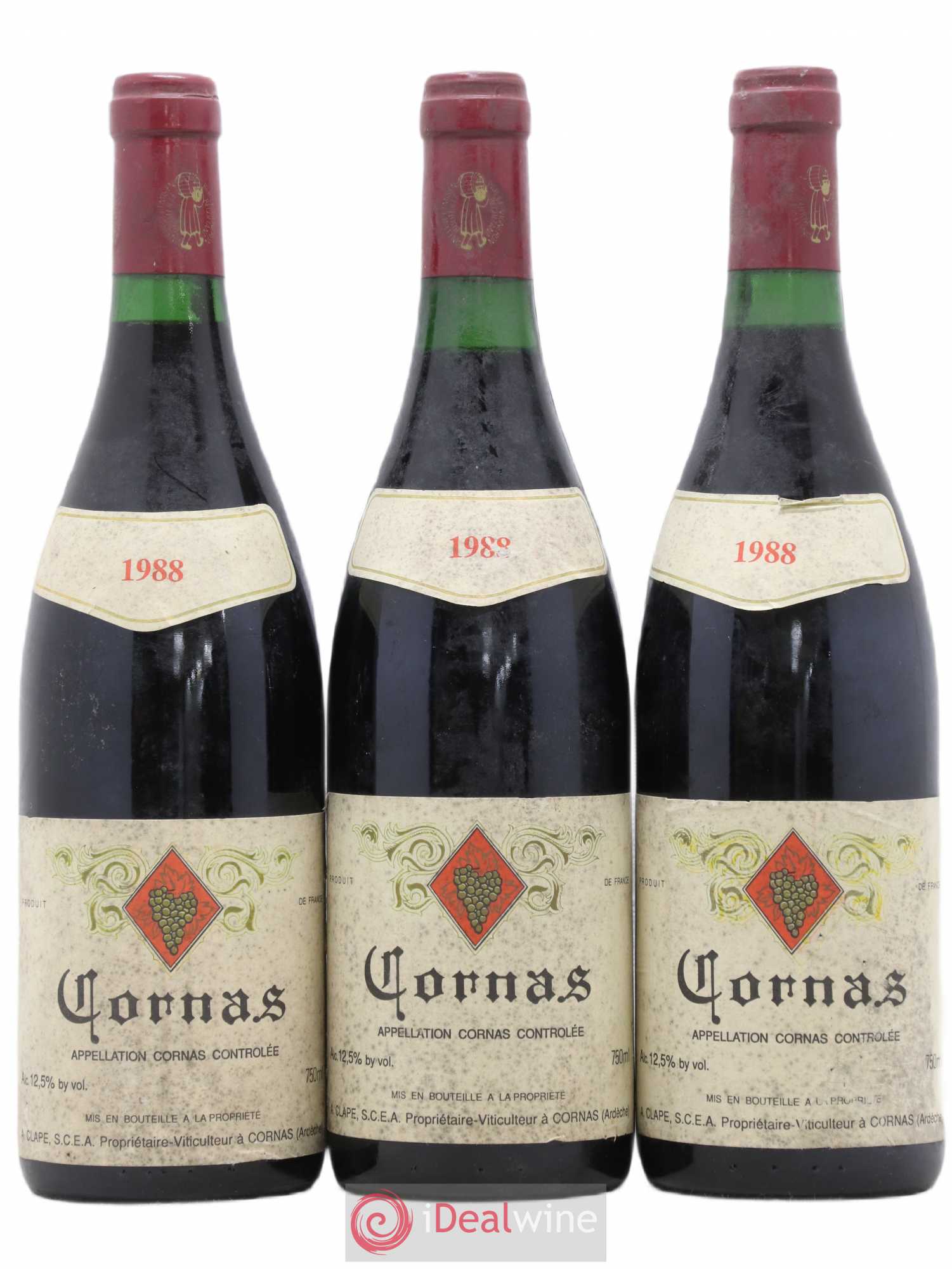 Cornas Auguste Clape 1988 - Lot de 3 bouteilles - 0