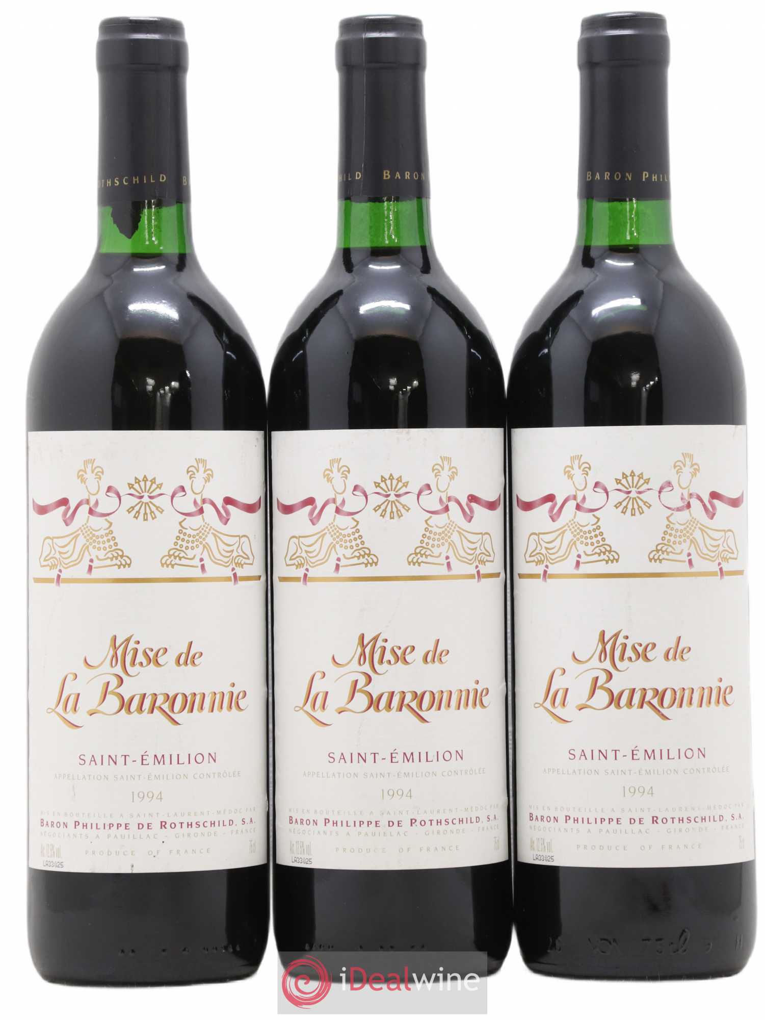 Saint-Émilion Mise de la Baronnie Baron Philippe de Rothschild 1994 - Posten von 3 Flaschen - 0