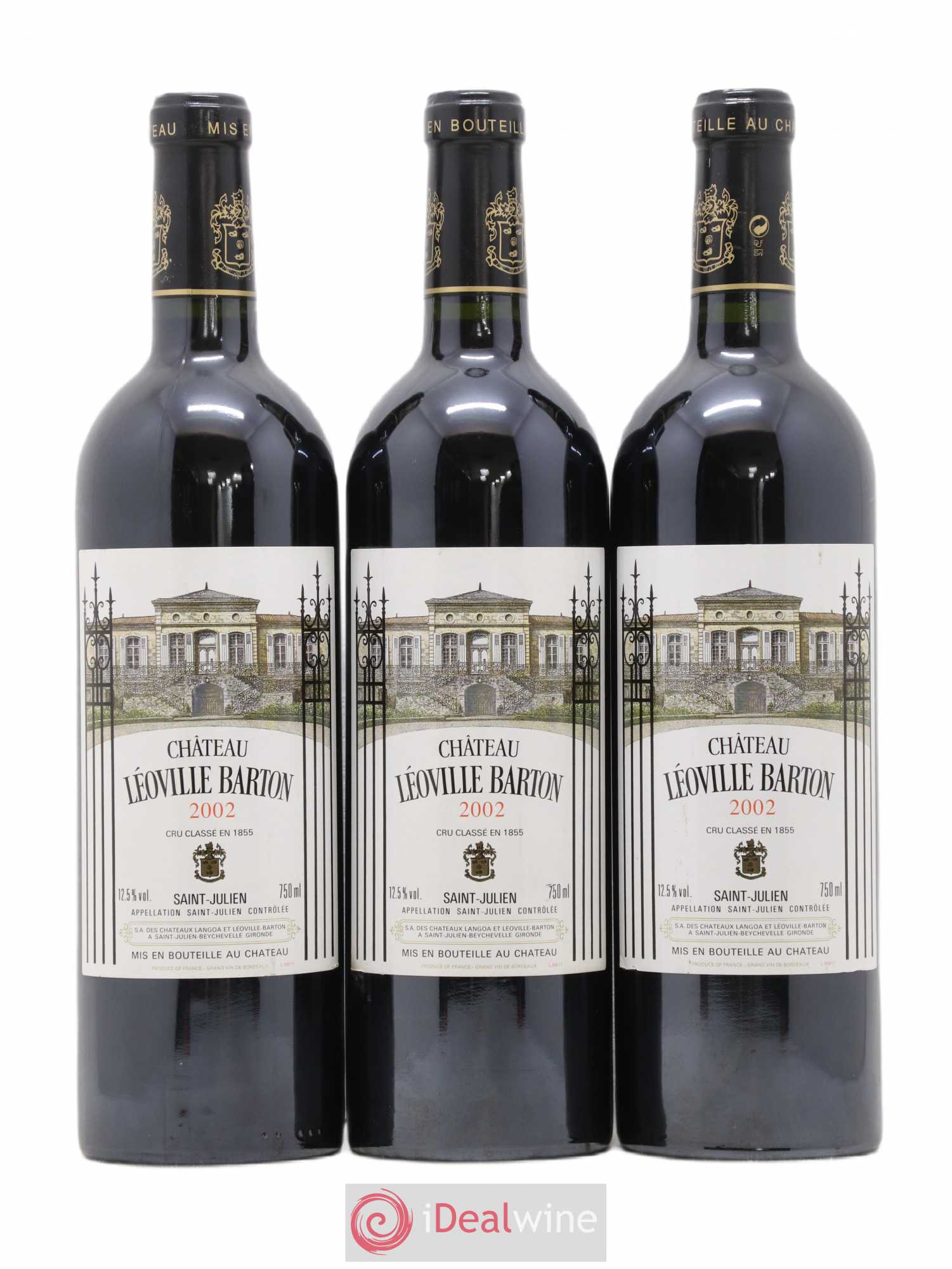 Château Léoville Barton 2ème Grand Cru Classé 2002 - Lot de 3 bouteilles - 0