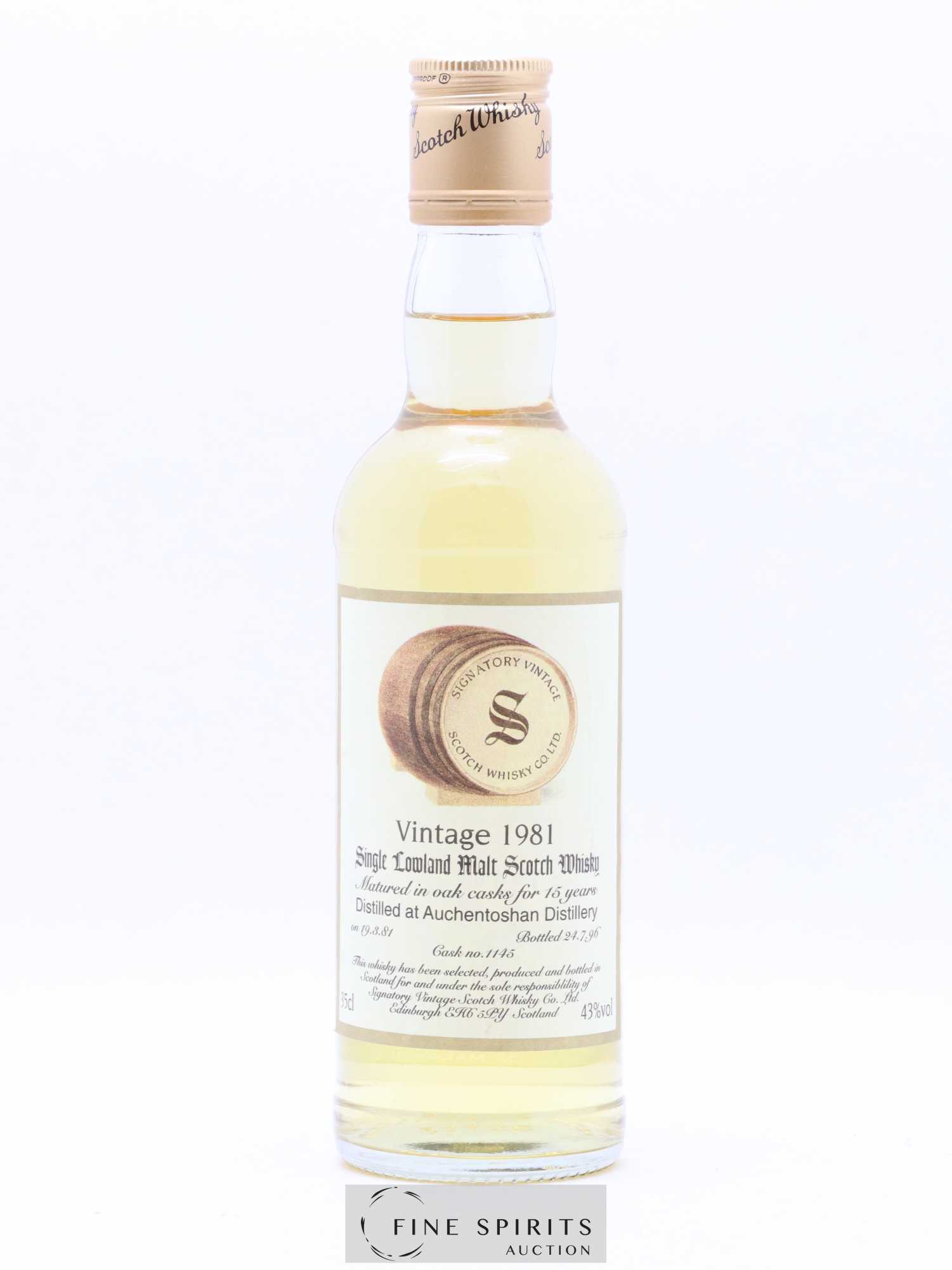 Auchentoshan 15 years 1981 Signatory Vintage Cask n°1145 - bottled 1996 - Lot de 1 bouteille - 1