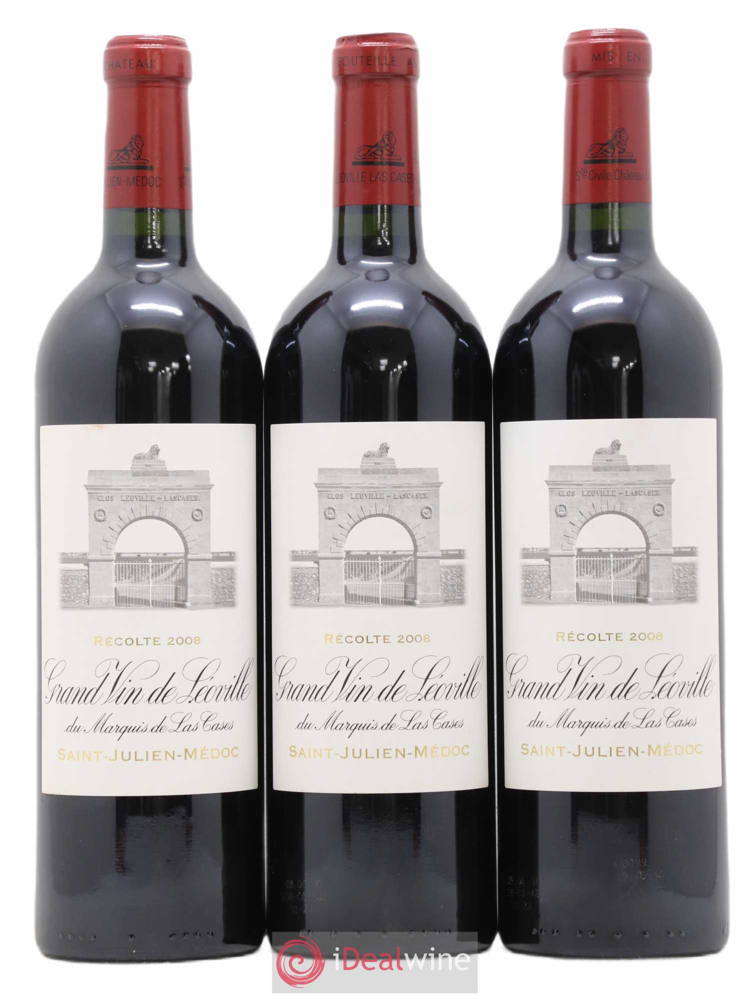 Château Léoville Las Cases 2ème Grand Cru Classé 2008 - Lot de 3 bouteilles - 0