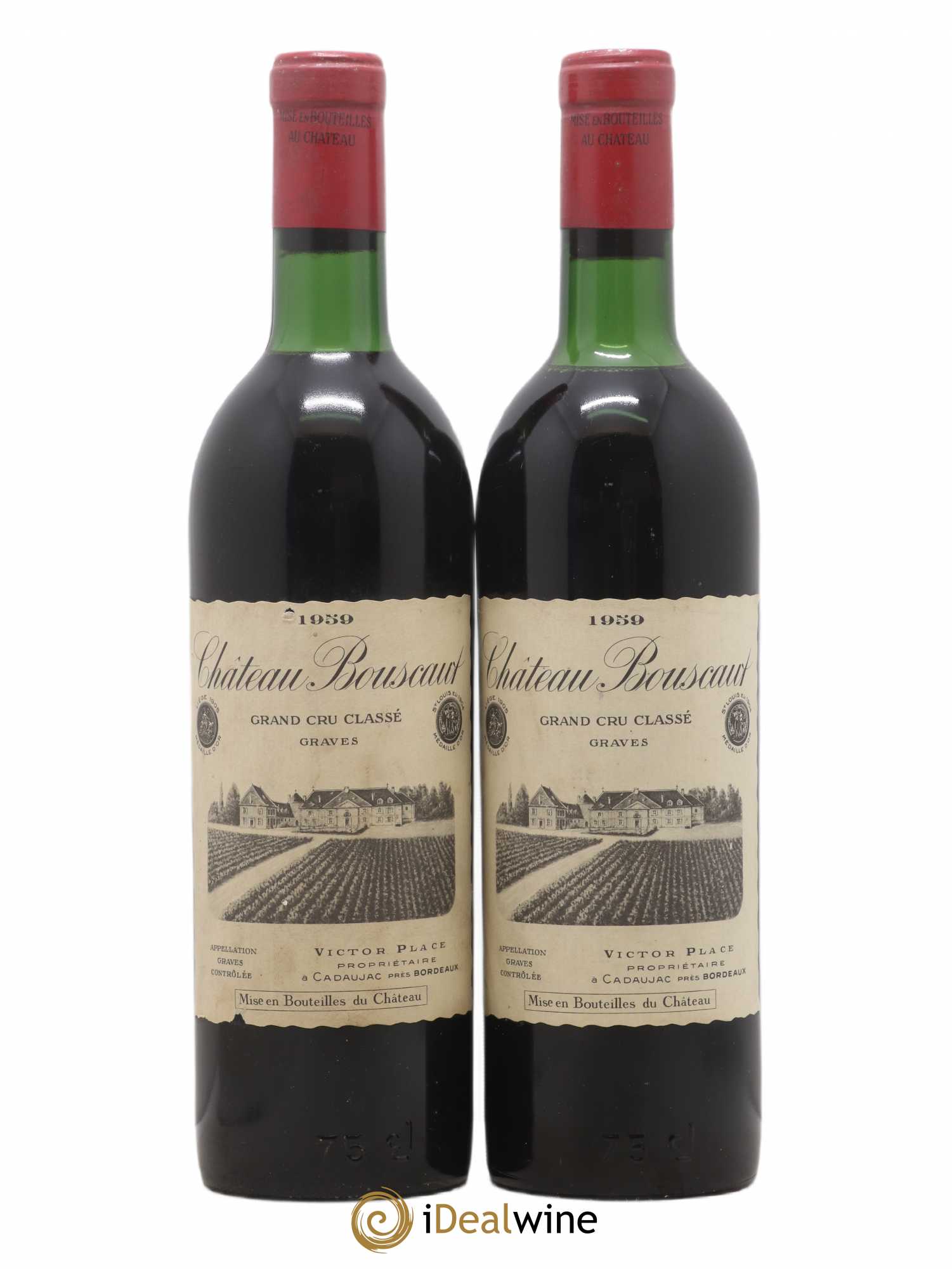 Château Bouscaut Cru Classé de Graves 1959 - Lot of 2 bottles - 0