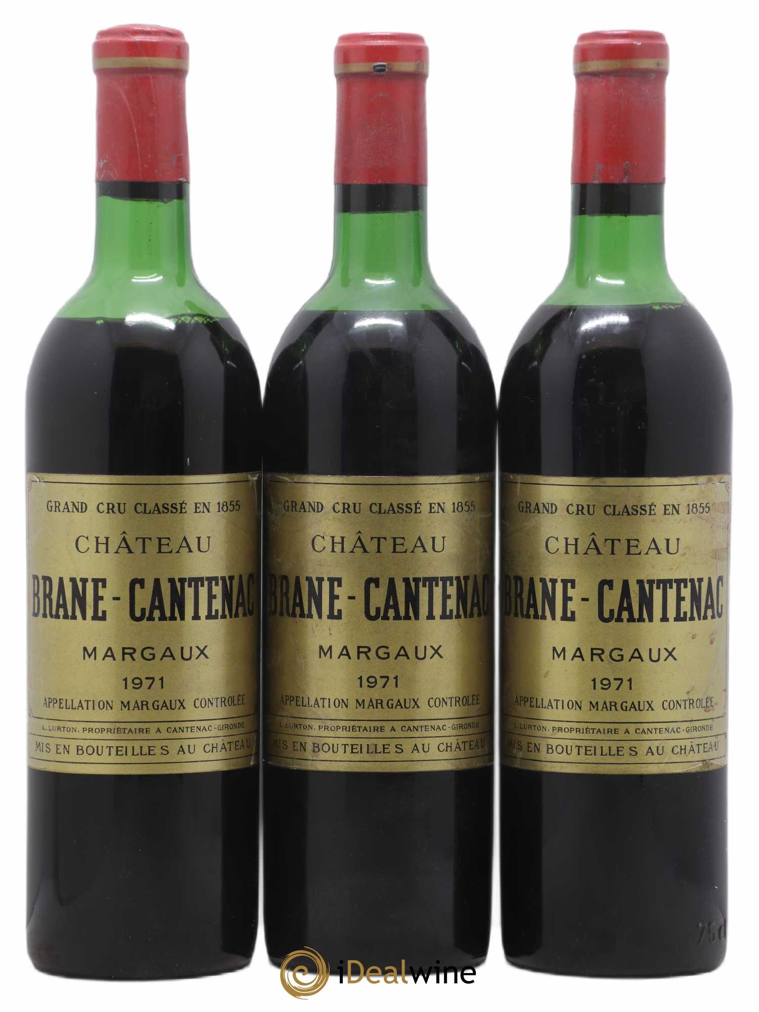 Château Brane Cantenac 2ème Grand Cru Classé 1971 - Lot de 3 bouteilles - 0