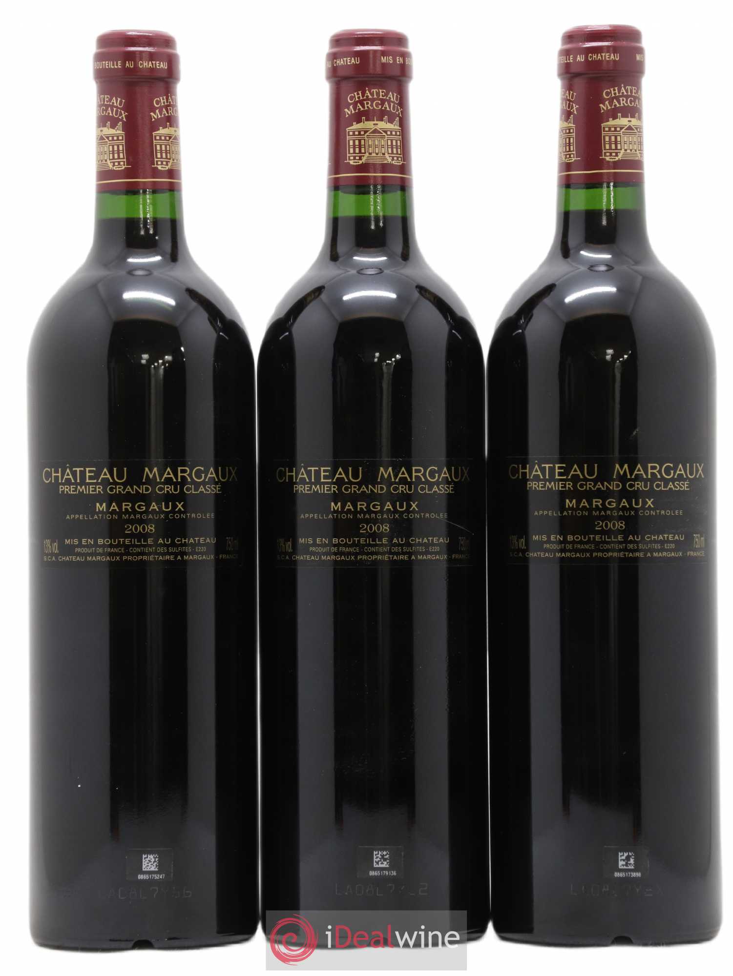 Château Margaux 1er Grand Cru Classé 2008 - Lot de 3 bouteilles - 1