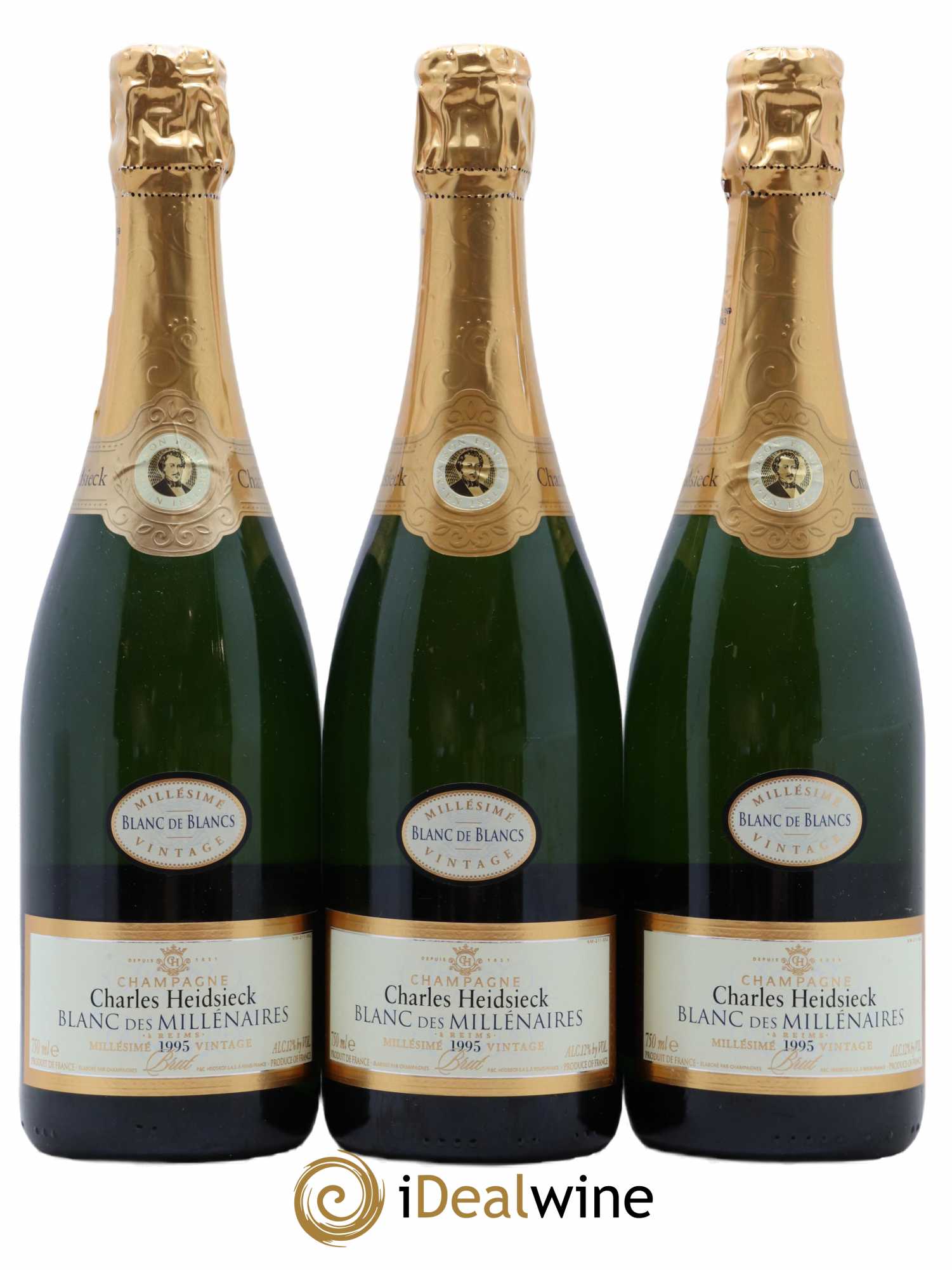 Blanc de Blancs Blanc des Millénaires Brut Charles Heidsieck 1995 - Lot de 3 bouteilles - 0