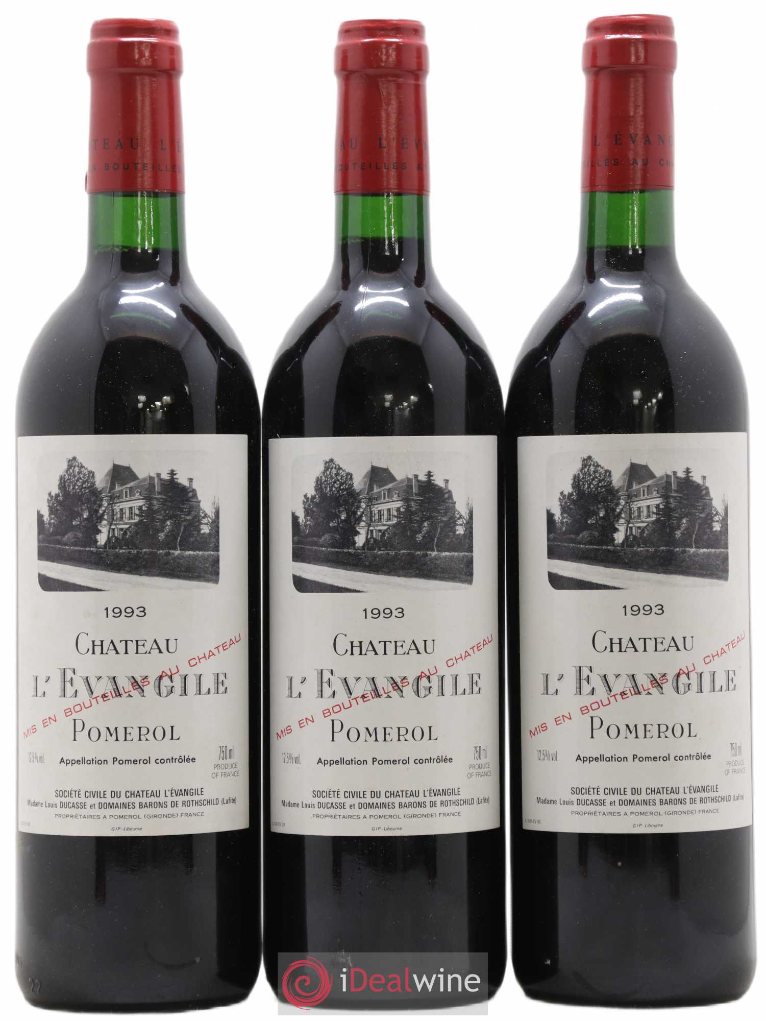 Château l' Évangile 1993 - Lot de 3 bouteilles - 0