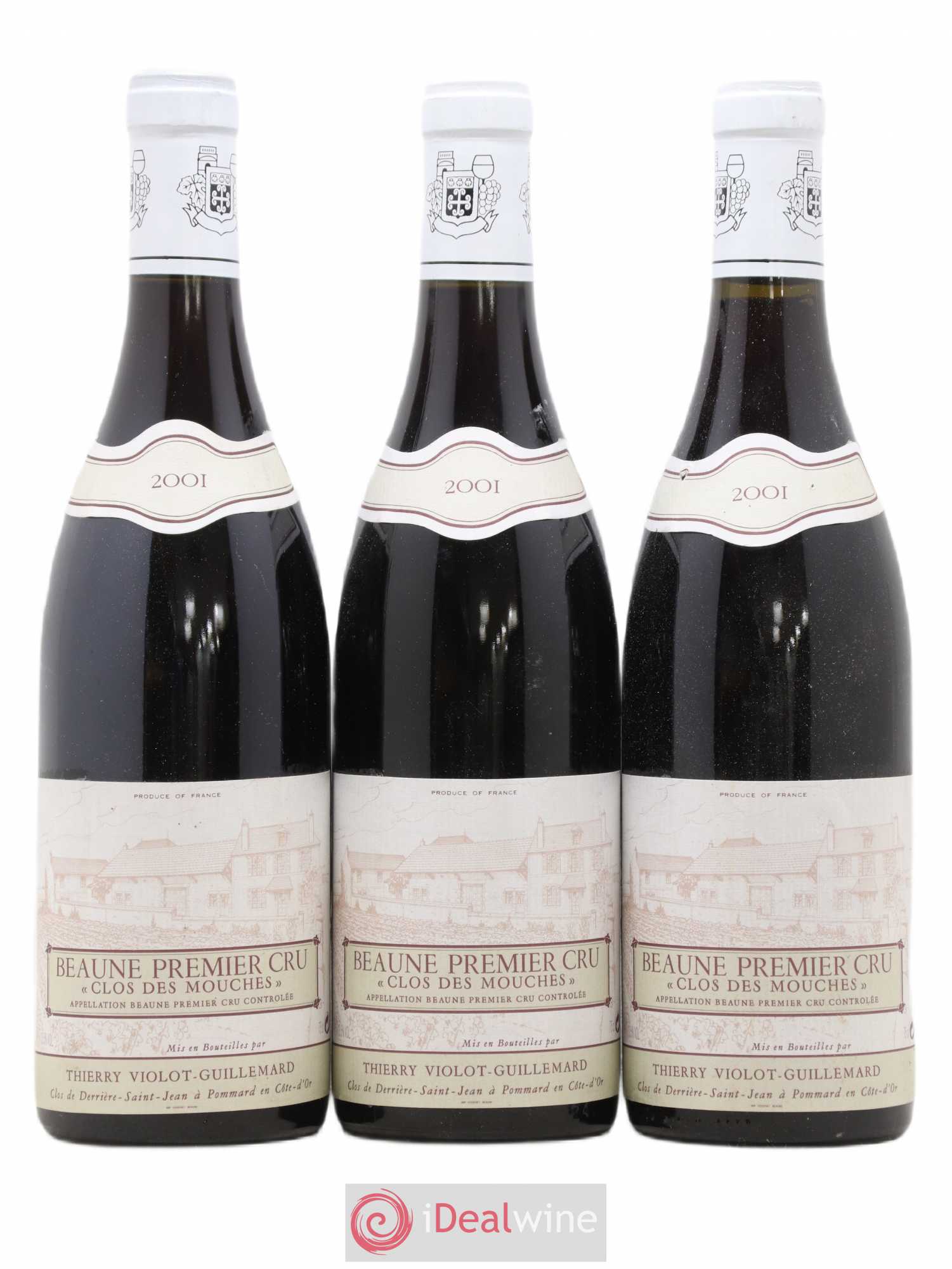 Beaune 1er Cru Clos Des Mouches Thierry Violot-Guillemard 2001 - Posten von 3 Flaschen - 0