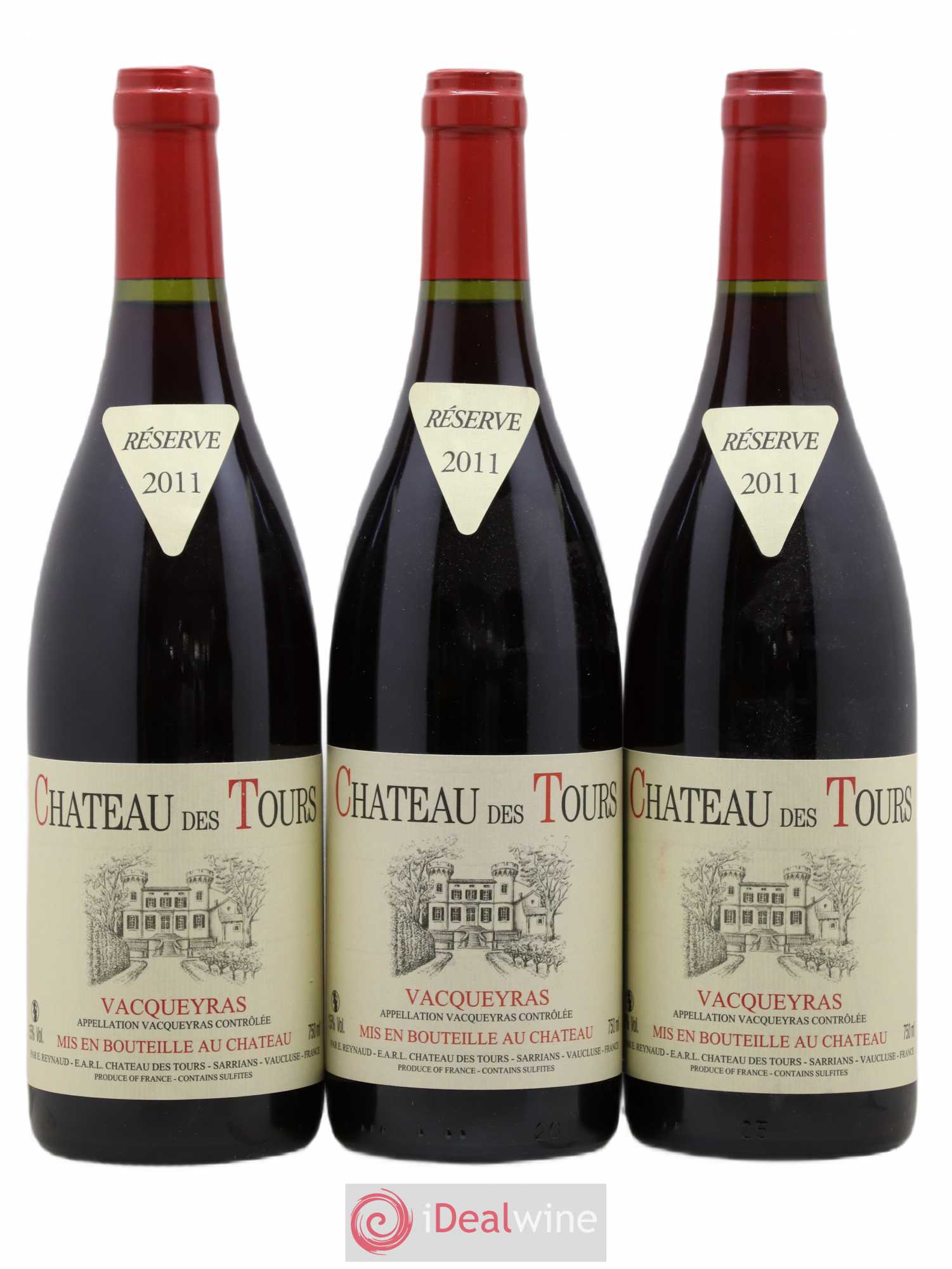 Vacqueyras Château des Tours Emmanuel Reynaud 2011 - Lot de 3 bouteilles - 0