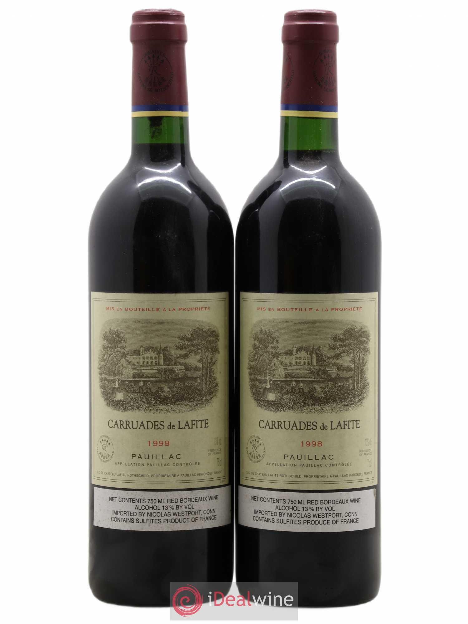 Carruades de Lafite Rothschild Second Vin 1998 - Lot de 2 bouteilles - 0