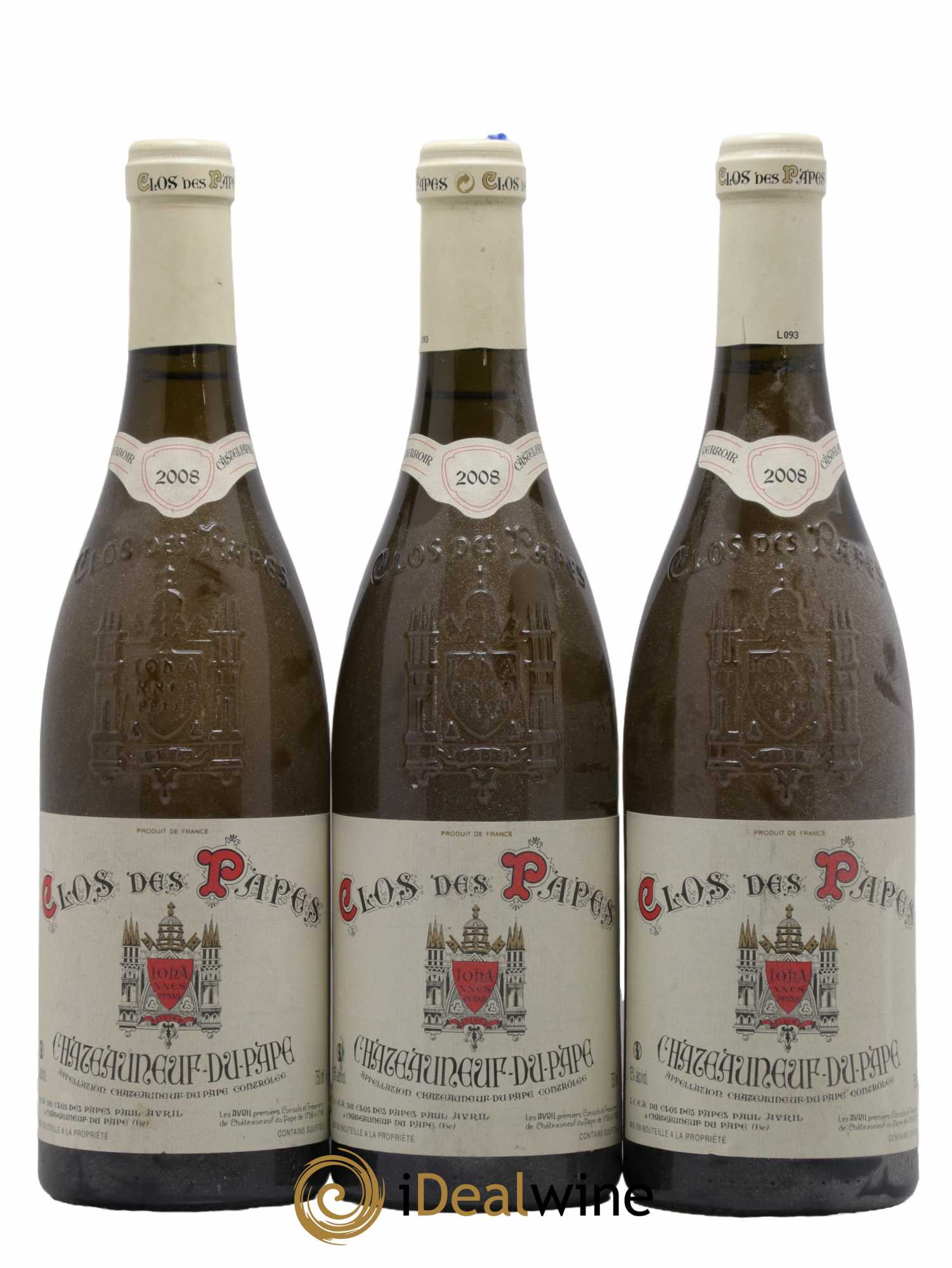 Châteauneuf-du-Pape Clos des Papes - Paul Avril 2008 - Lot de 3 bouteilles - 0