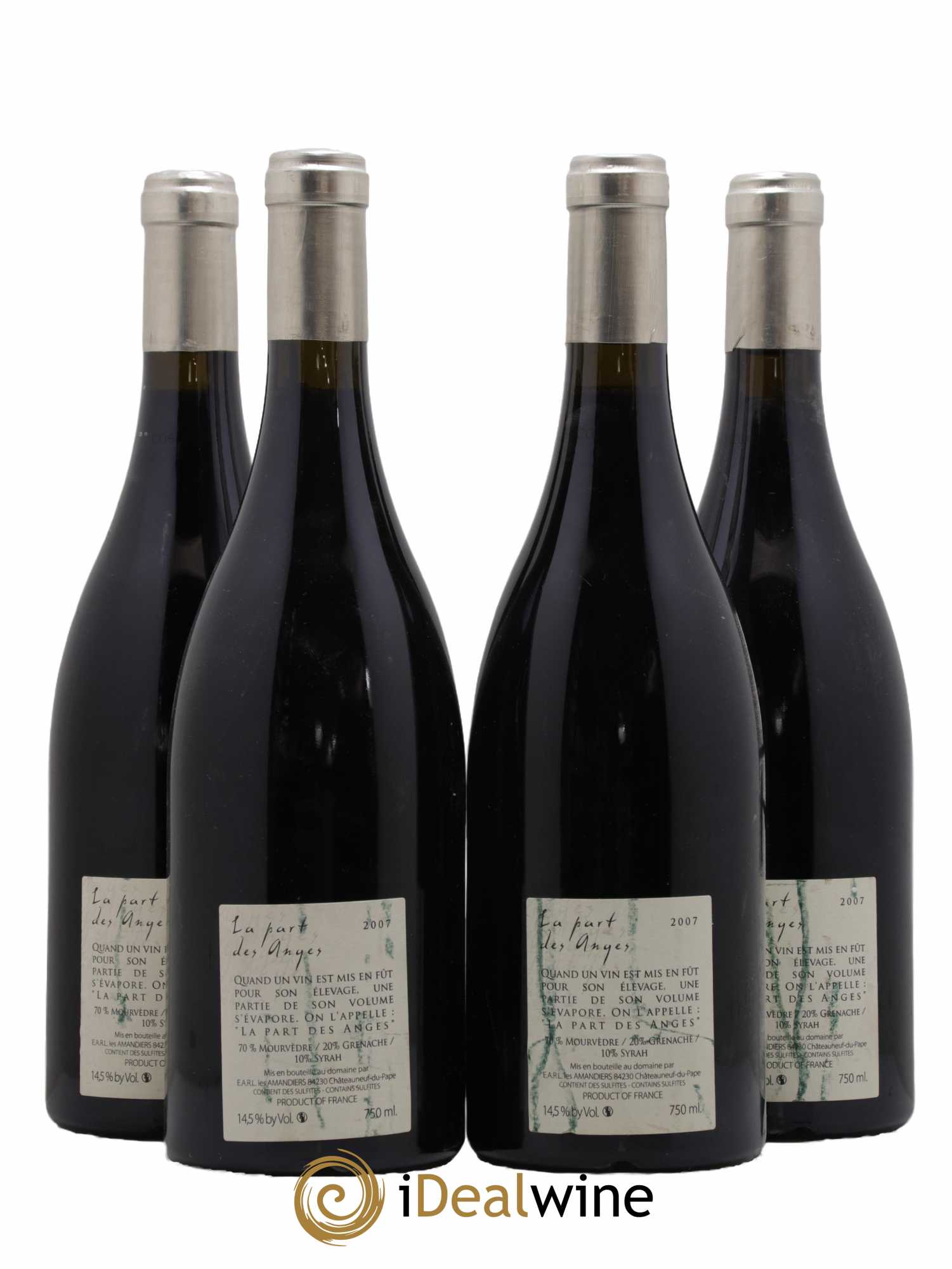 Châteauneuf-du-Pape La Part des Anges Raymond Usseglio (Domaine) 2007 - Lot de 4 bouteilles - 1