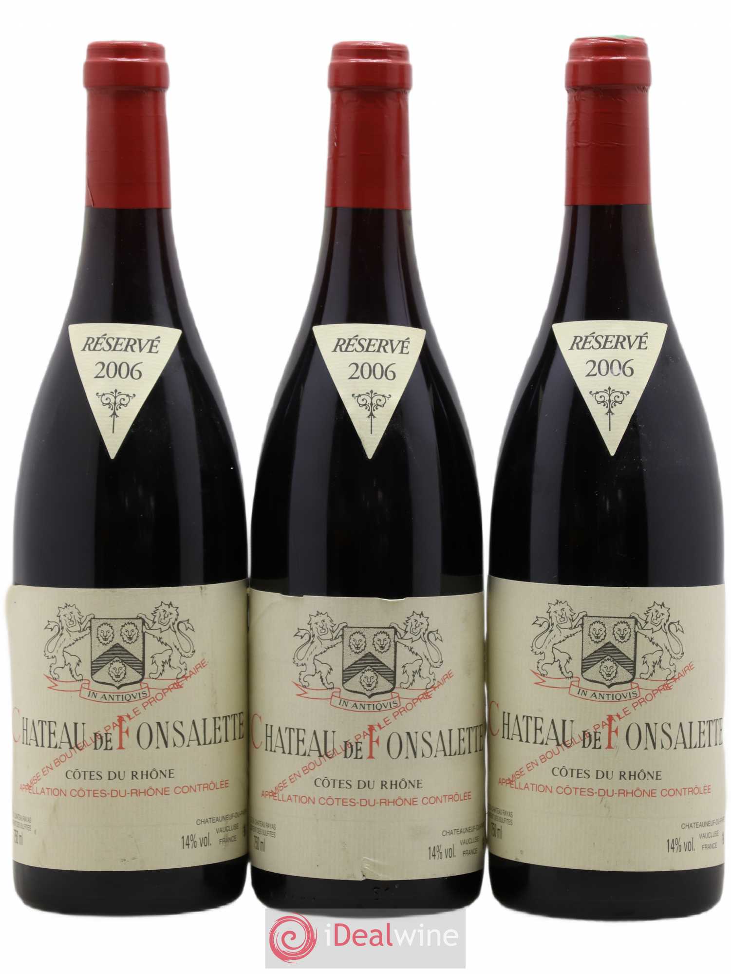 Côtes-du-Rhône Château de Fonsalette Emmanuel Reynaud 2006 - Lot de 3 bouteilles - 0