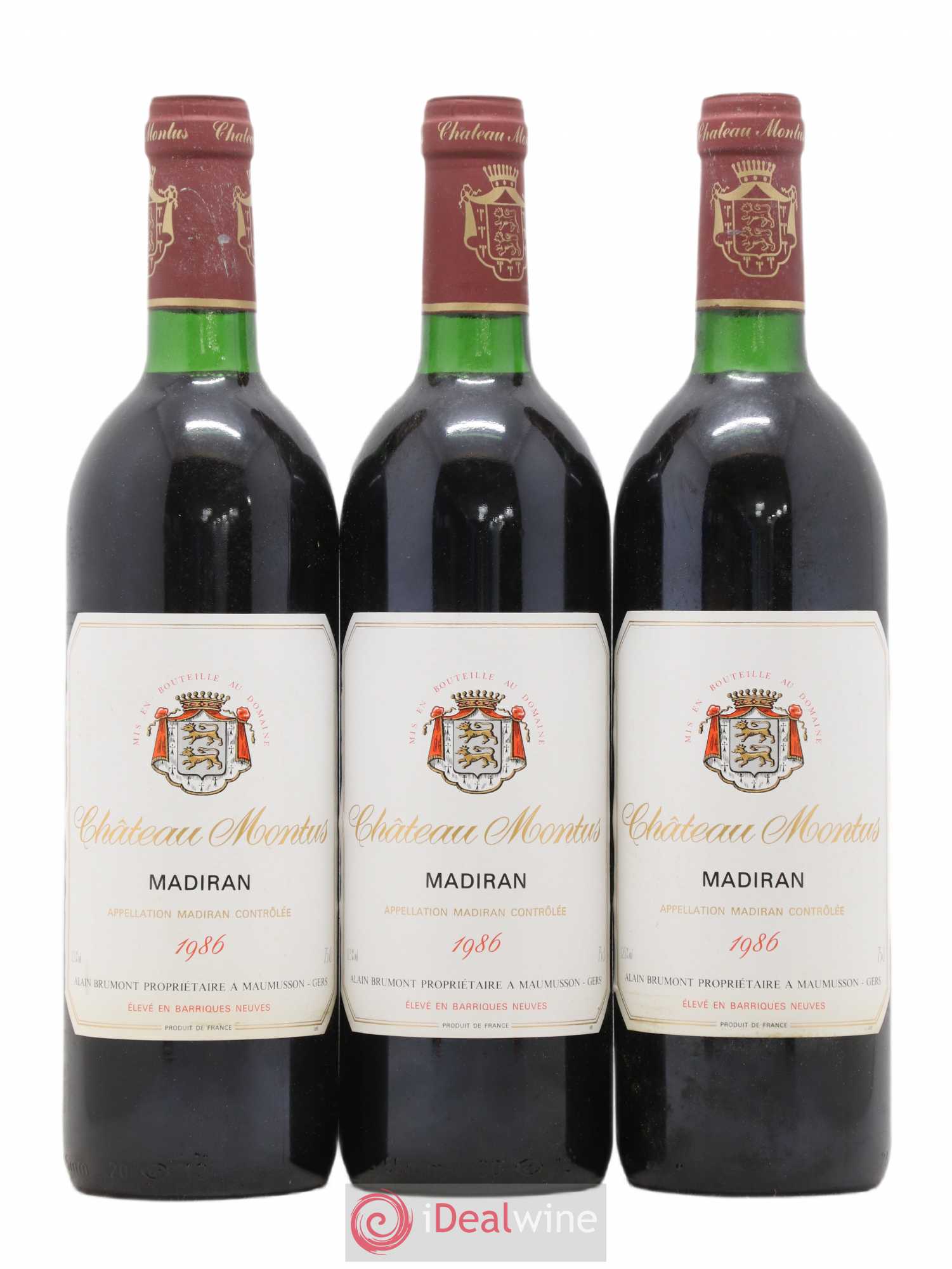 Madiran Château Montus Alain Brumont 1986 - Lot de 3 bouteilles - 0