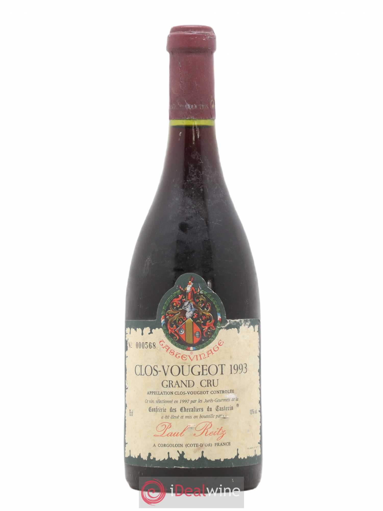Clos de Vougeot Grand Cru Tastevinage Paul Reitz 1993 - Lot de 1 bouteille - 0
