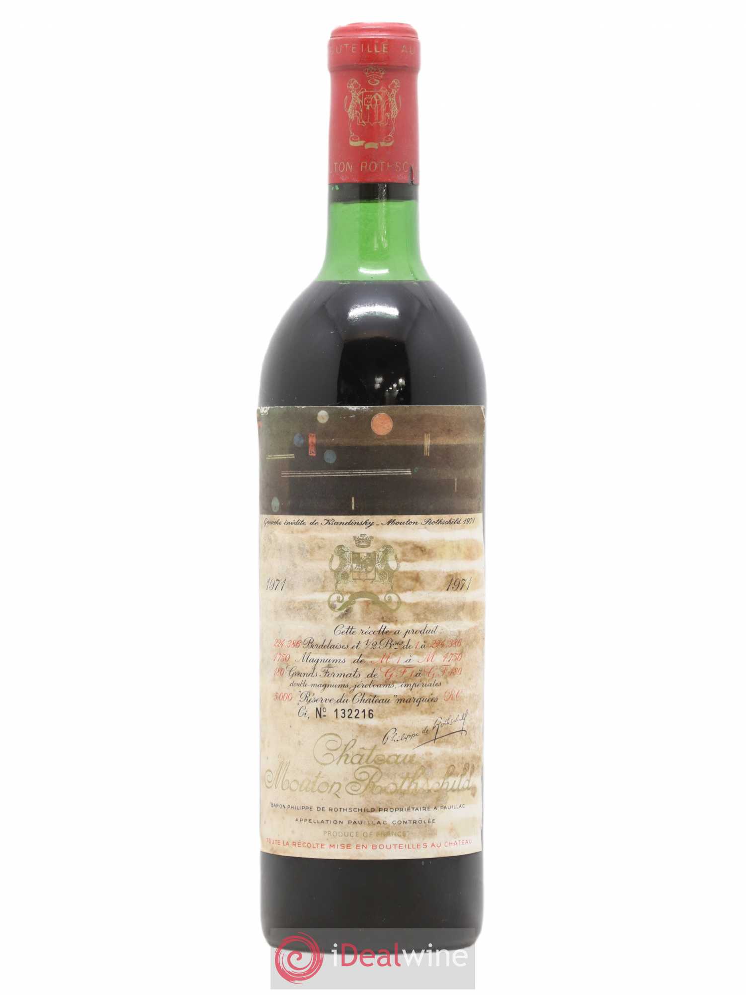 Château Mouton Rothschild 1er Grand Cru Classé 1971 - Lot de 1 bouteille - 0