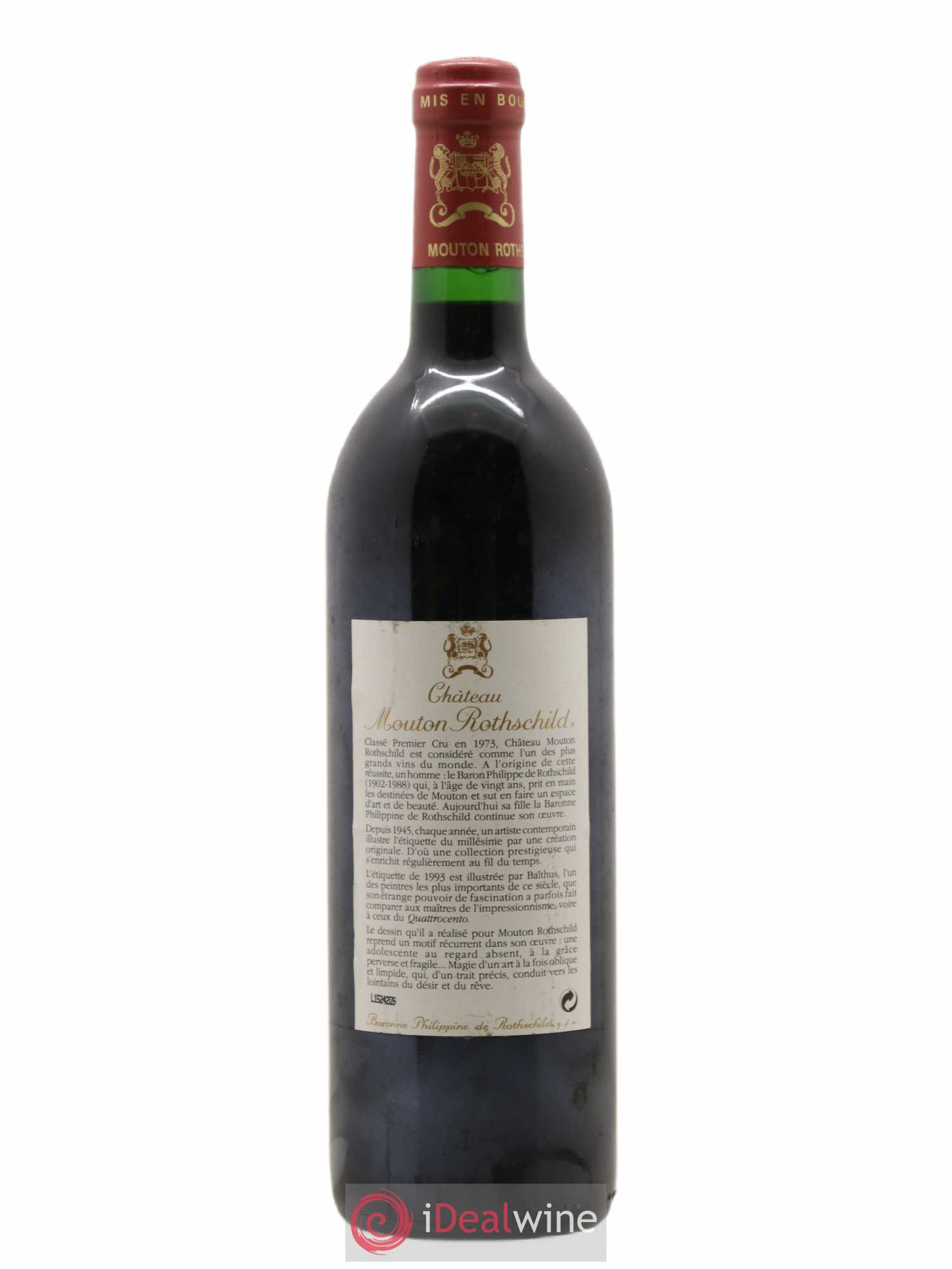 Château Mouton Rothschild 1er Grand Cru Classé 1993 - Lot de 1 bouteille - 1