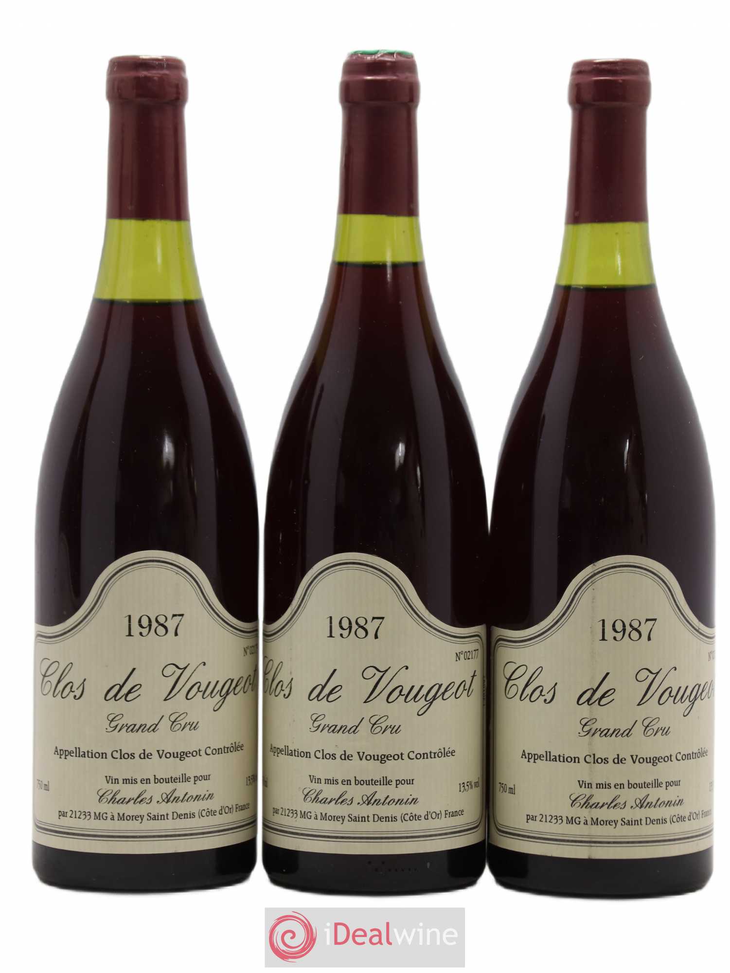 Clos de Vougeot Grand Cru Charles Antonin 1987 - Lot de 3 bouteilles - 0