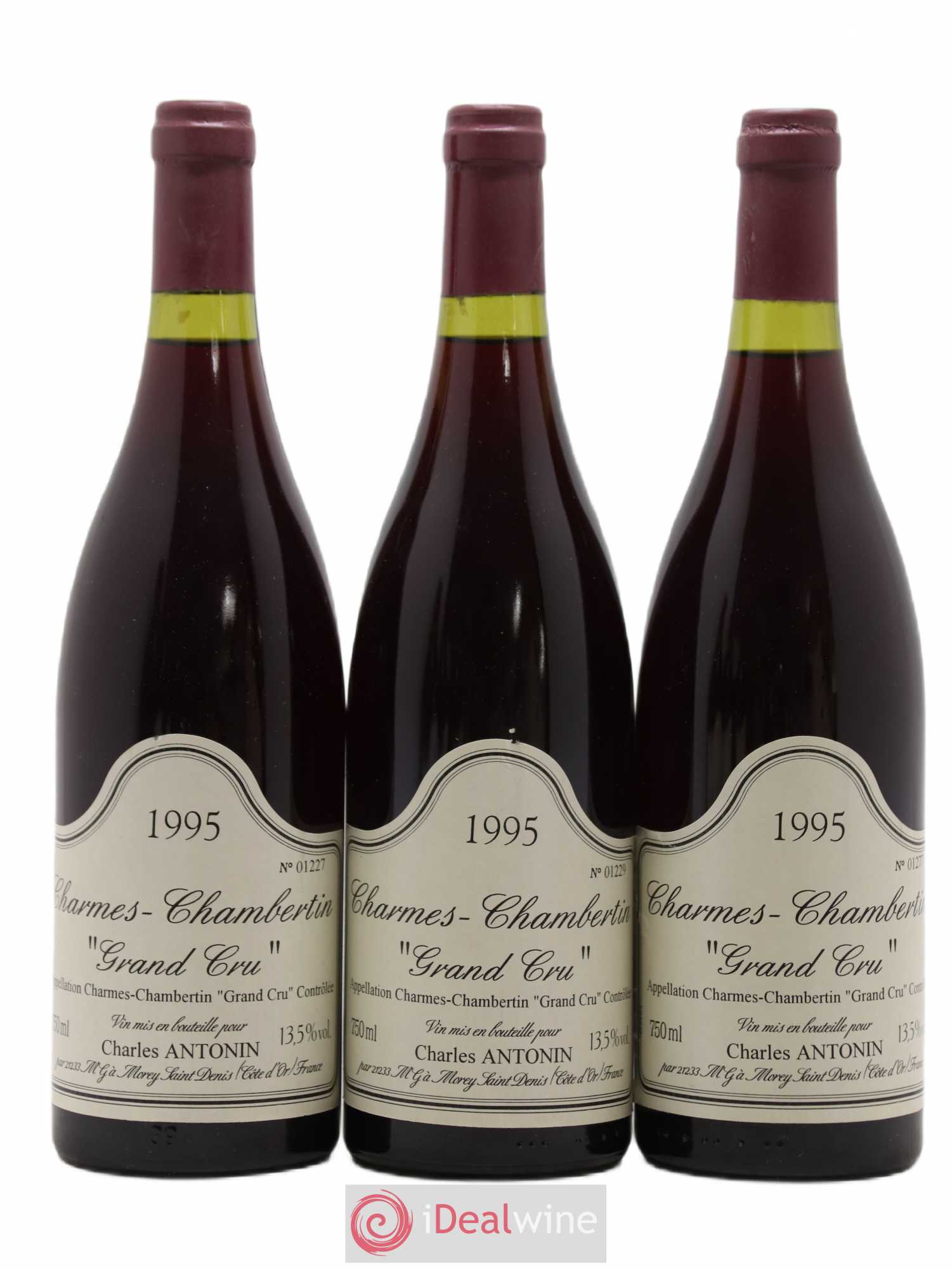 Charmes-Chambertin Grand Cru Charles Antonin 1995 - Lot de 3 bouteilles - 0