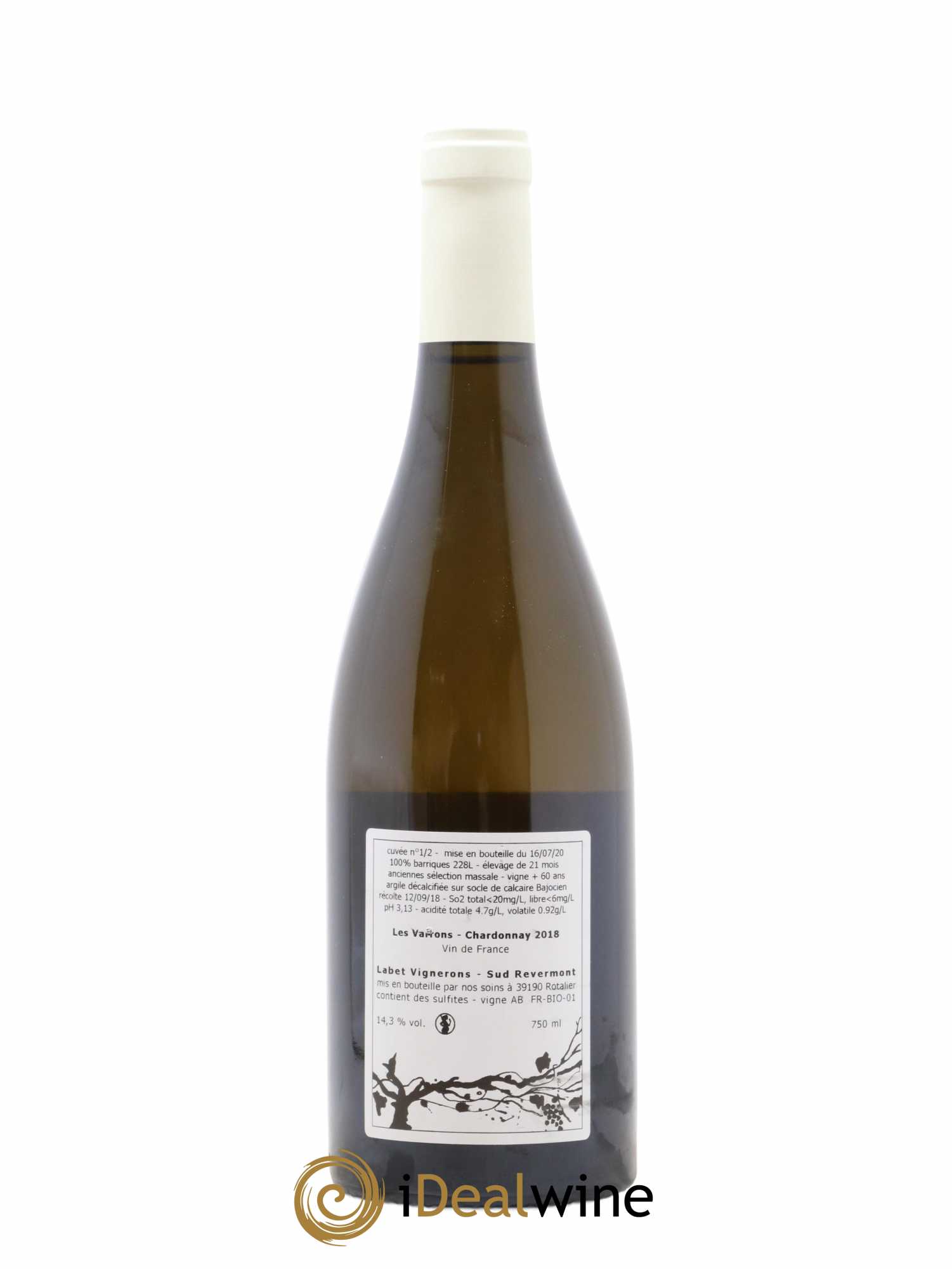 Côtes du Jura Chardonnay Les Varrons Romain - Julien - Charline Labet 2018 - Lot de 1 bouteille - 1