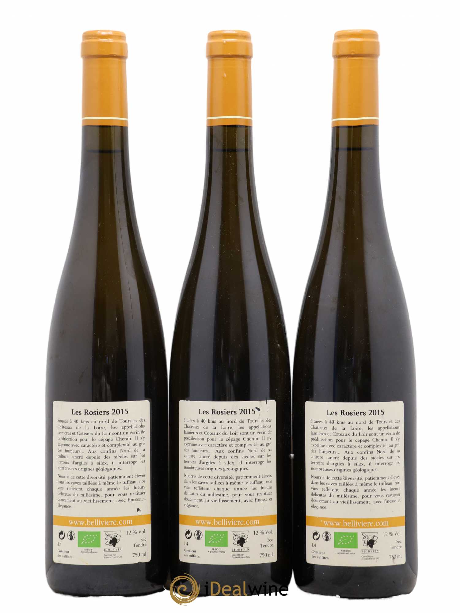Jasnières Les Rosiers Domaine de Bellivière 2015 - Lot de 3 bouteilles - 1