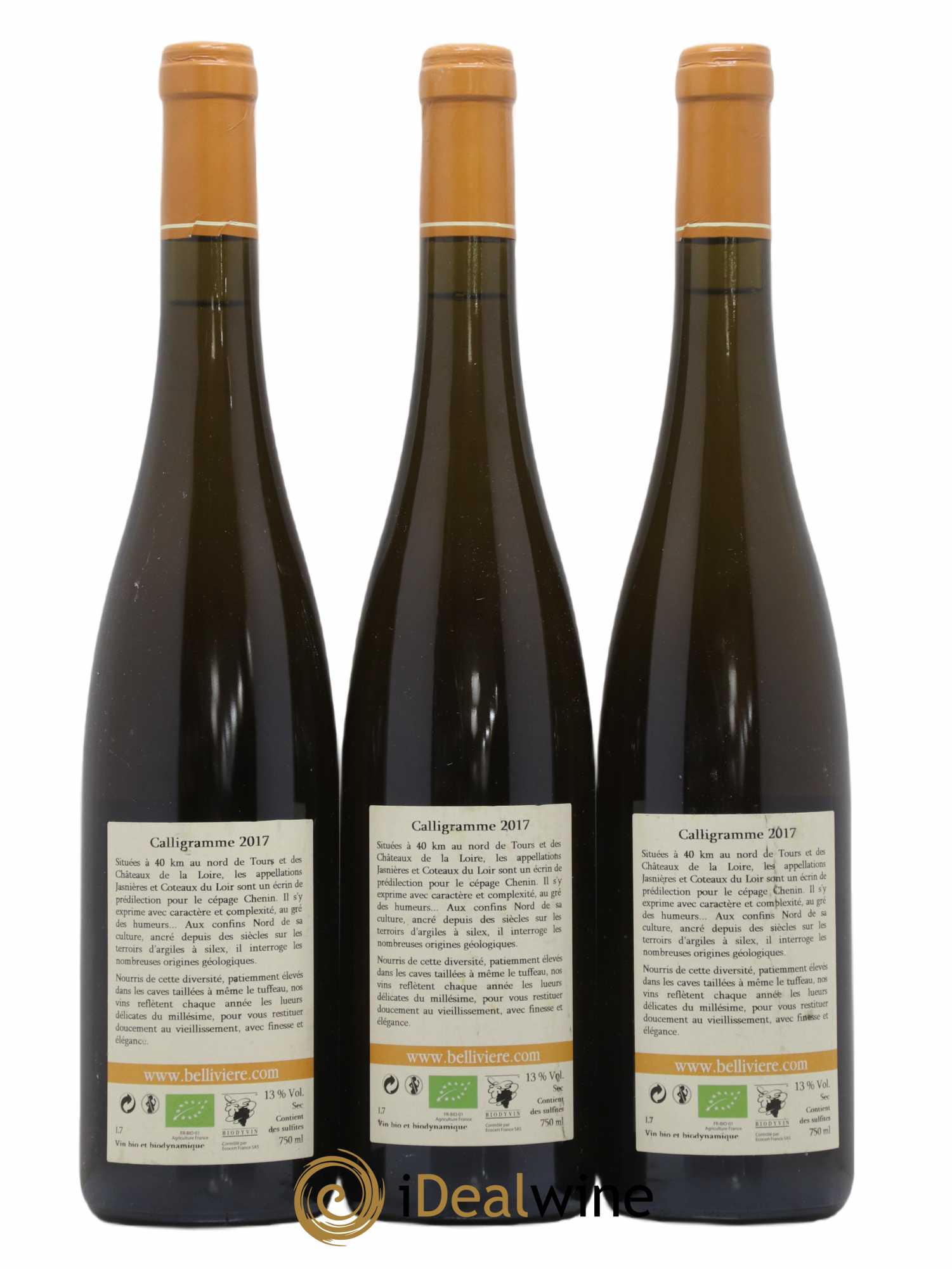 Jasnières Calligramme Domaine de Bellivière 2017 - Posten von 3 Flaschen - 1