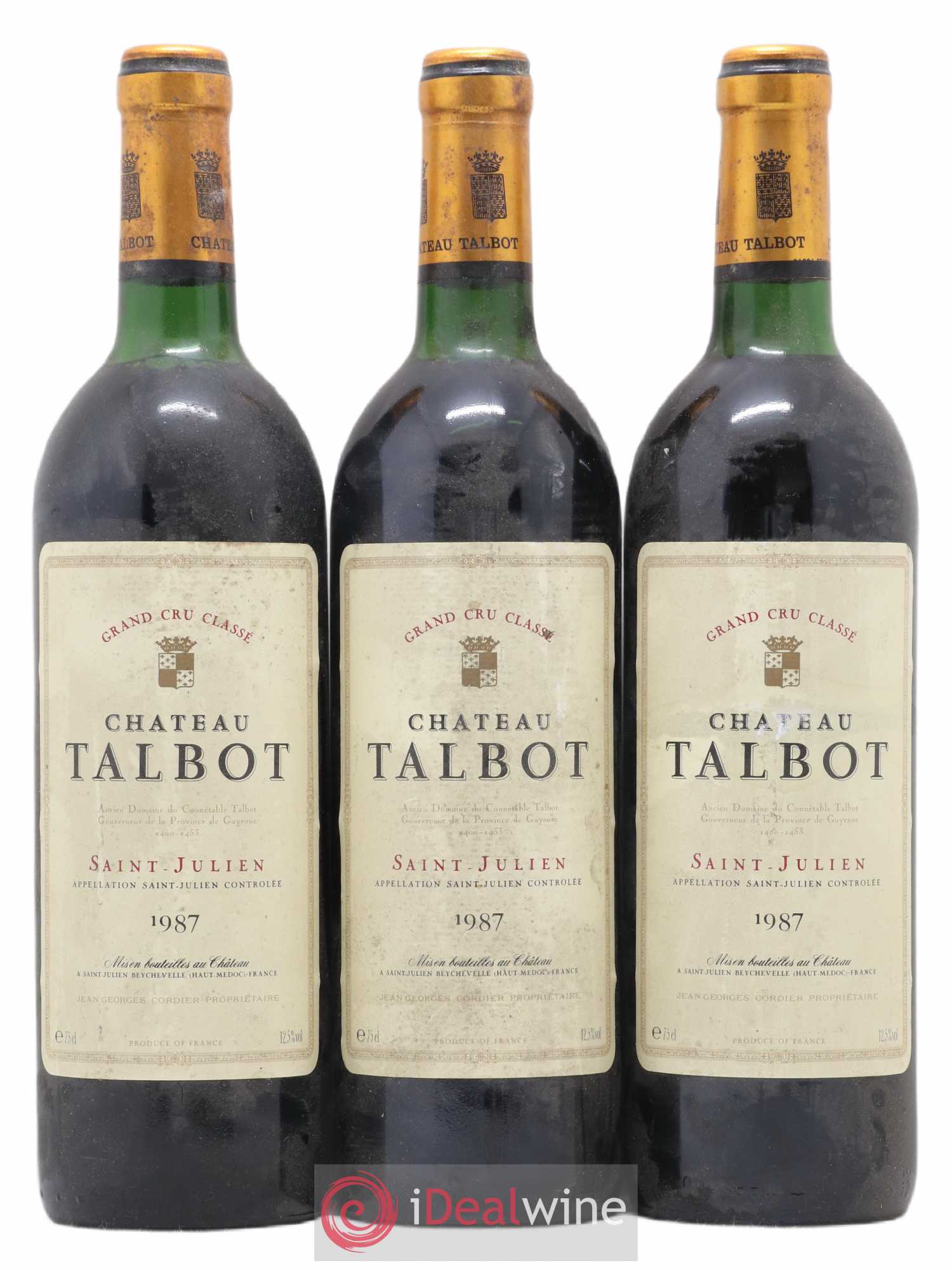 Château Talbot 4ème Grand Cru Classé 1987 - Lot de 3 bouteilles - 0