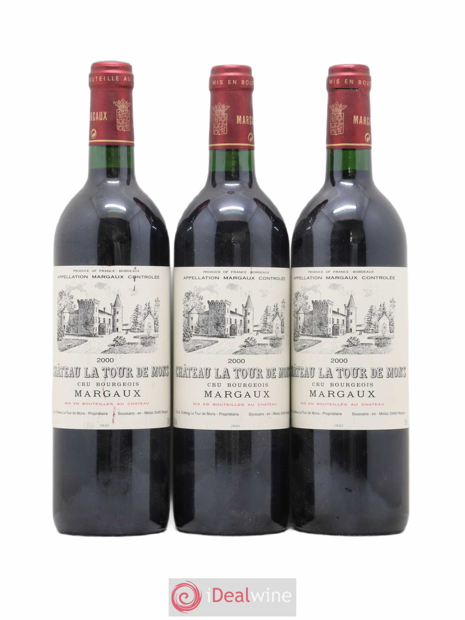 Château la Tour de Mons Cru Bourgeois 2000 - Lot de 3 bouteilles - 0