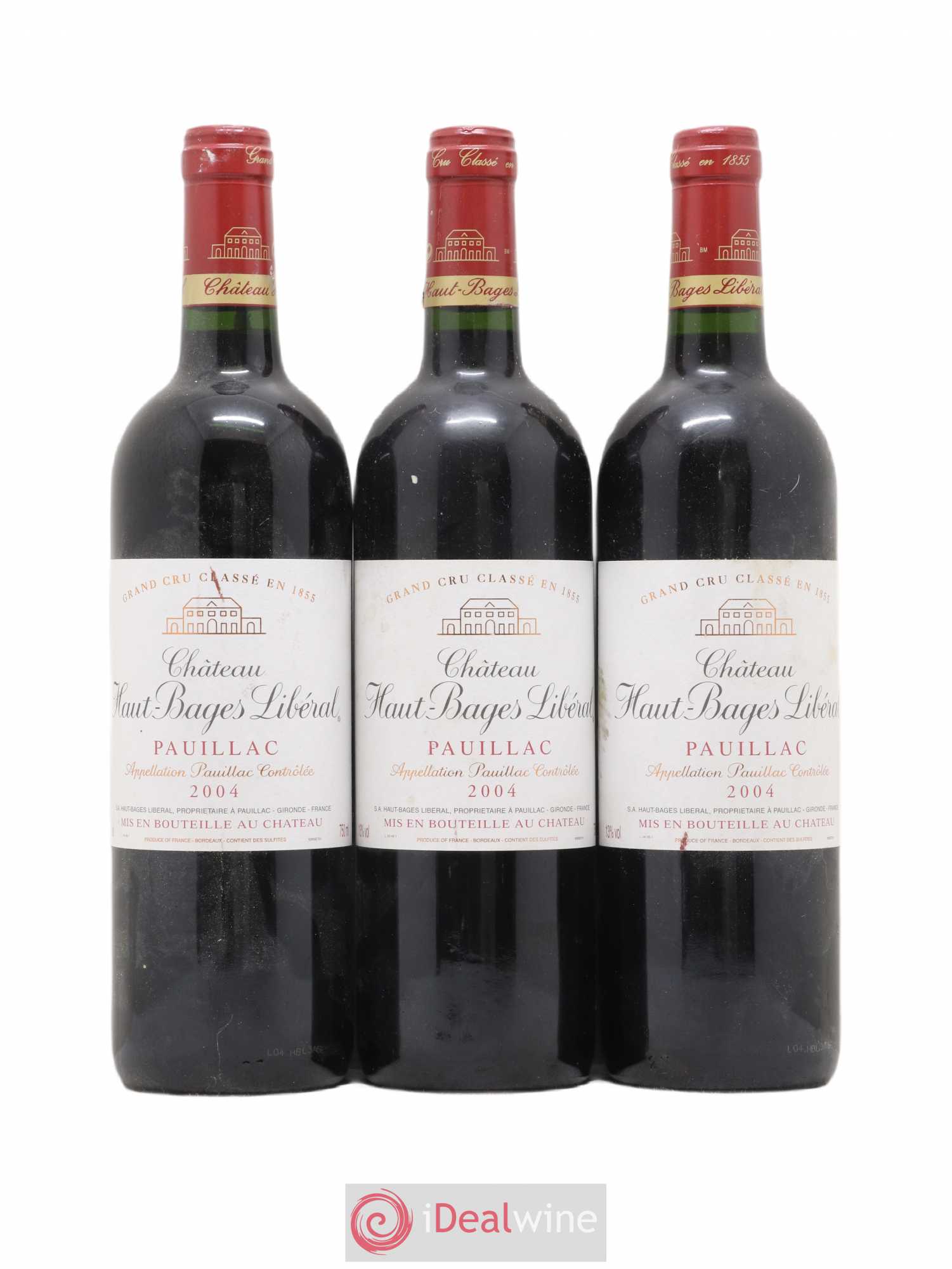 Château Haut Bages Libéral 5ème Grand Cru Classé 2004 - Lot de 3 bouteilles - 0