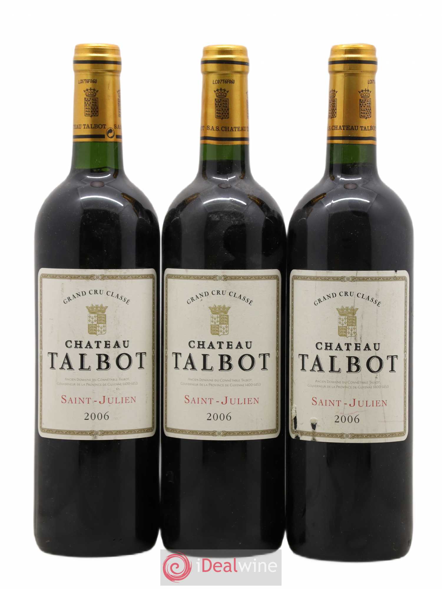 Château Talbot 4ème Grand Cru Classé 2006 - Lot de 3 bouteilles - 0