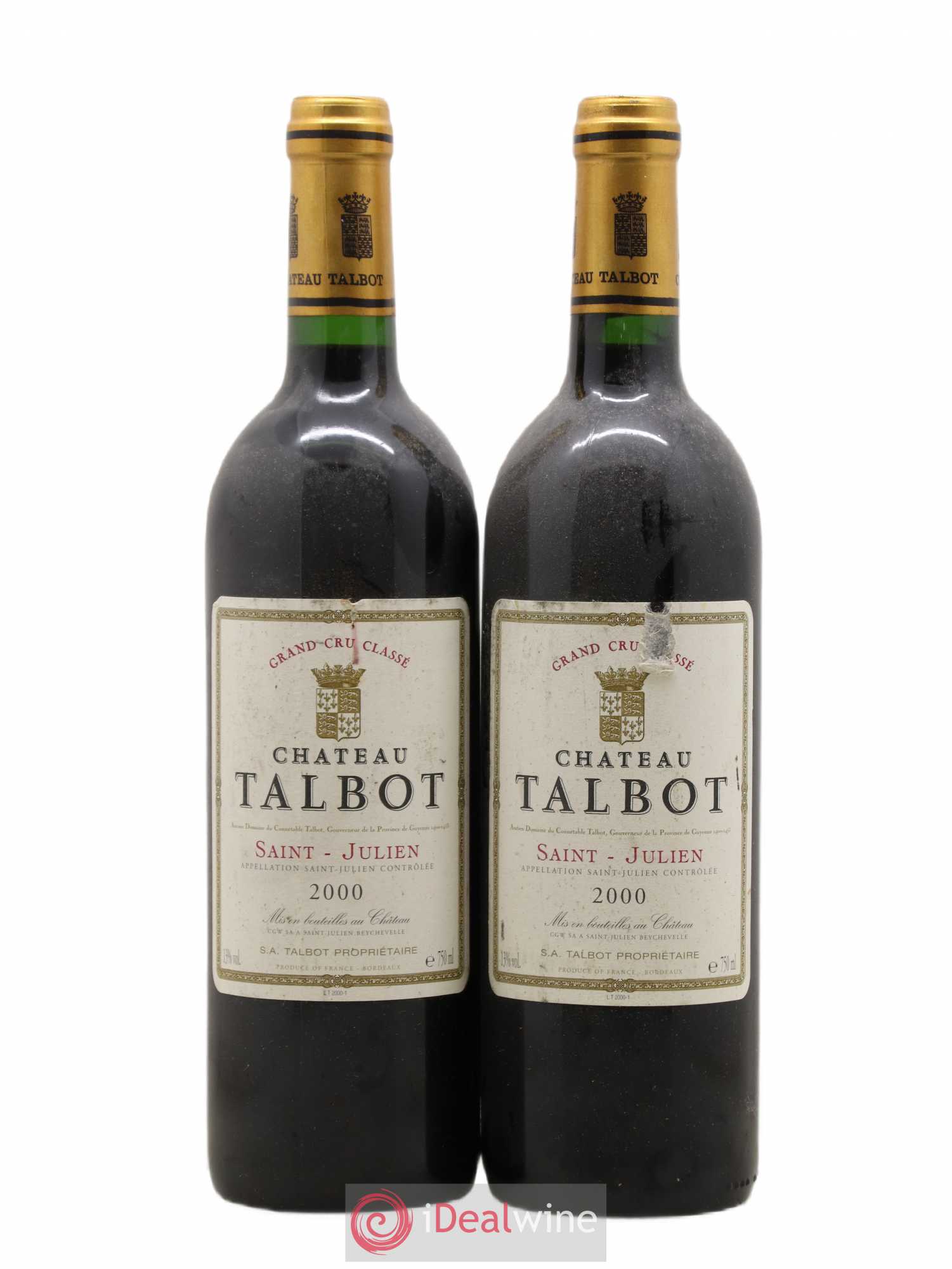 Château Talbot 4ème Grand Cru Classé 2000 - Lot de 2 bouteilles - 0