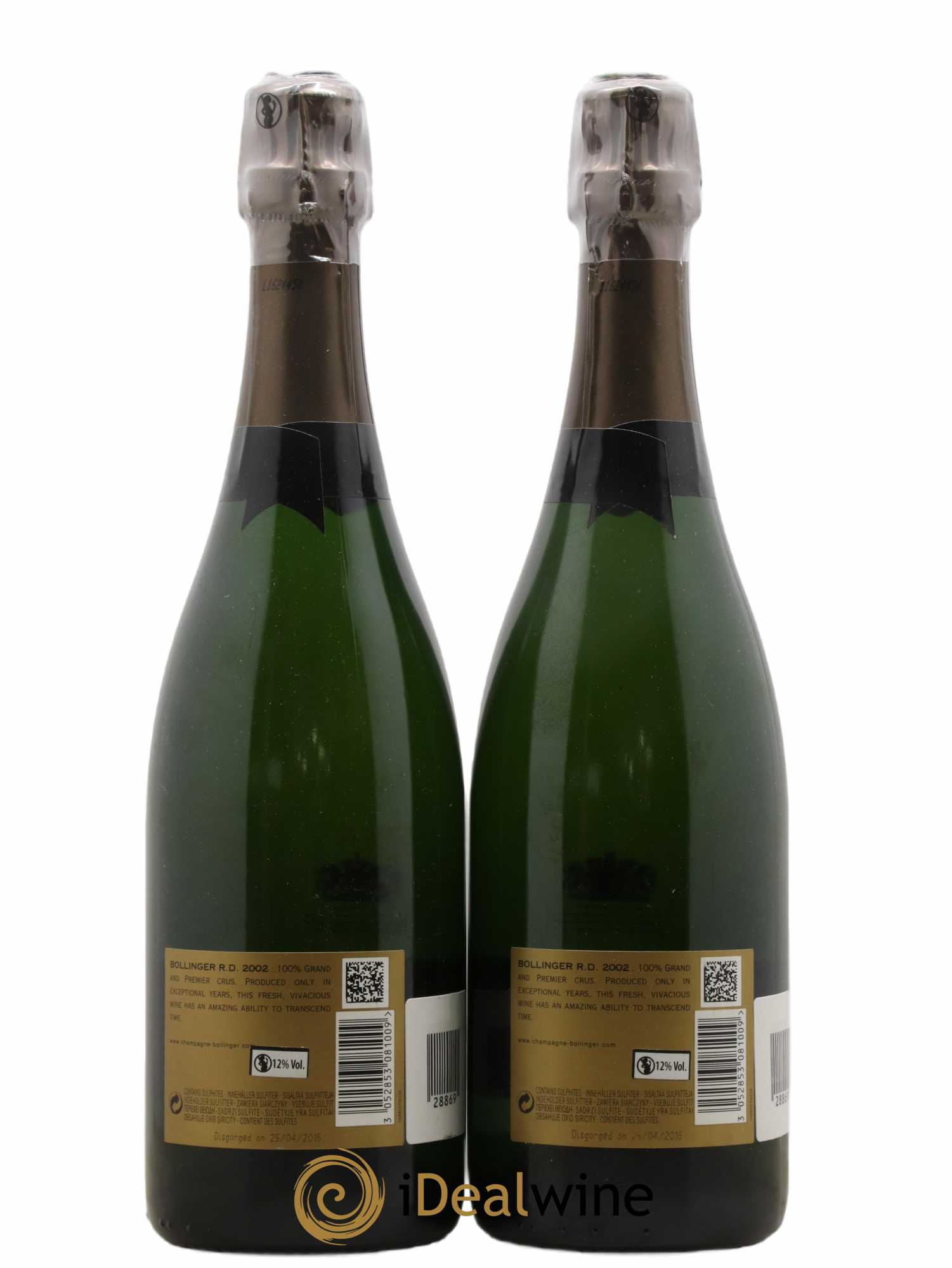 R.D. Extra-Brut Bollinger 2002 - Lot de 2 bouteilles - 1
