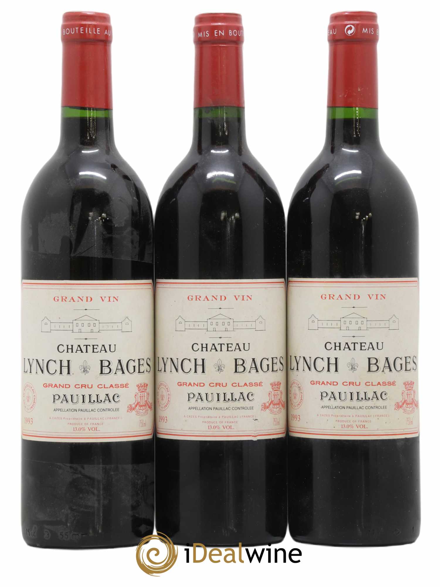 Château Lynch Bages 5ème Grand Cru Classé 1993 - Lot de 3 bouteilles - 0