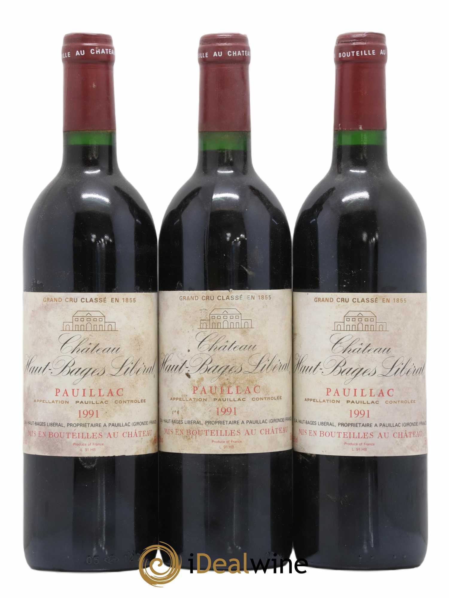 Château Haut Bages Libéral 5ème Grand Cru Classé 1991 - Lot de 3 bouteilles - 0